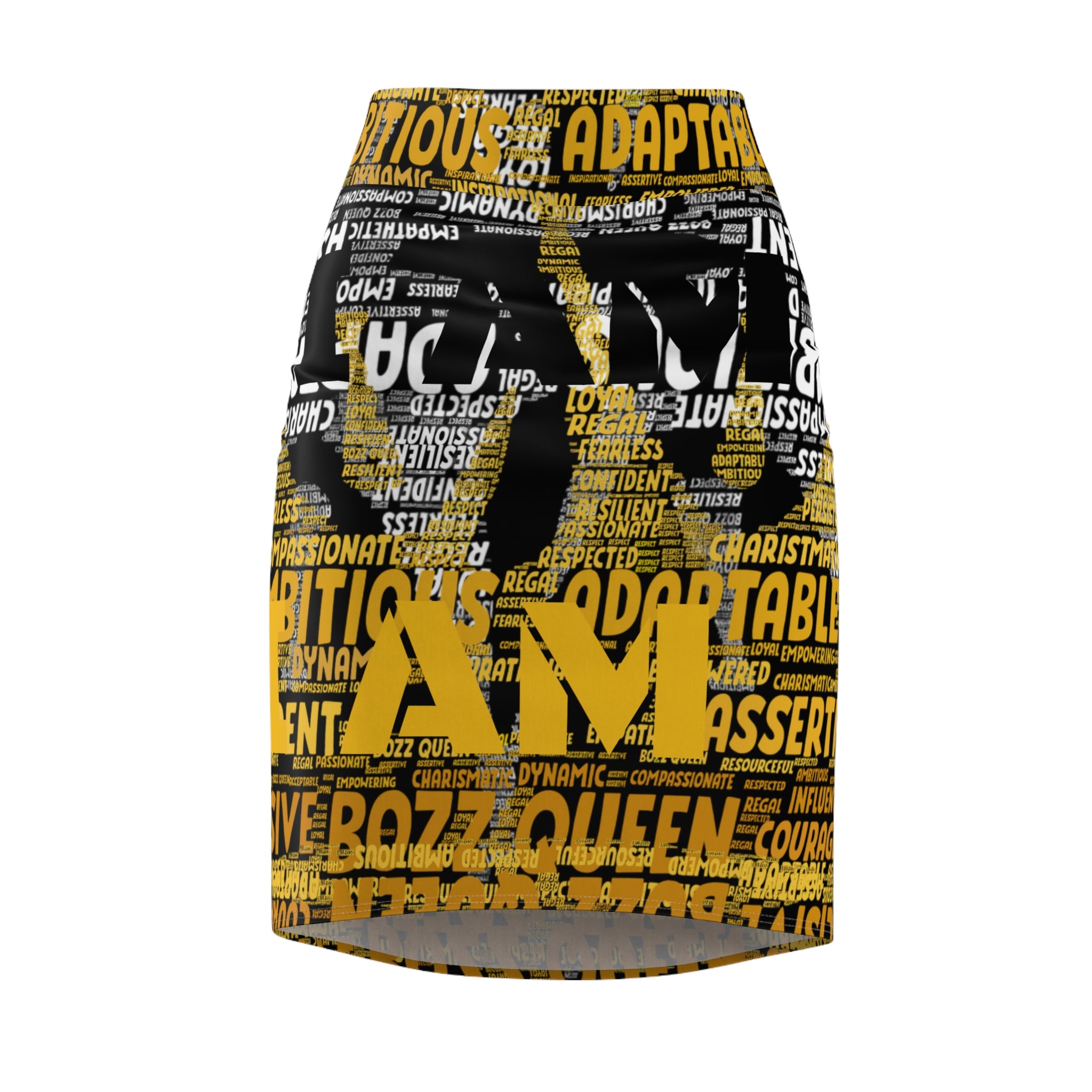 BOZZ QUEEN I AM Series Empowering Women's Pencil Skirt - Motivational Fashion