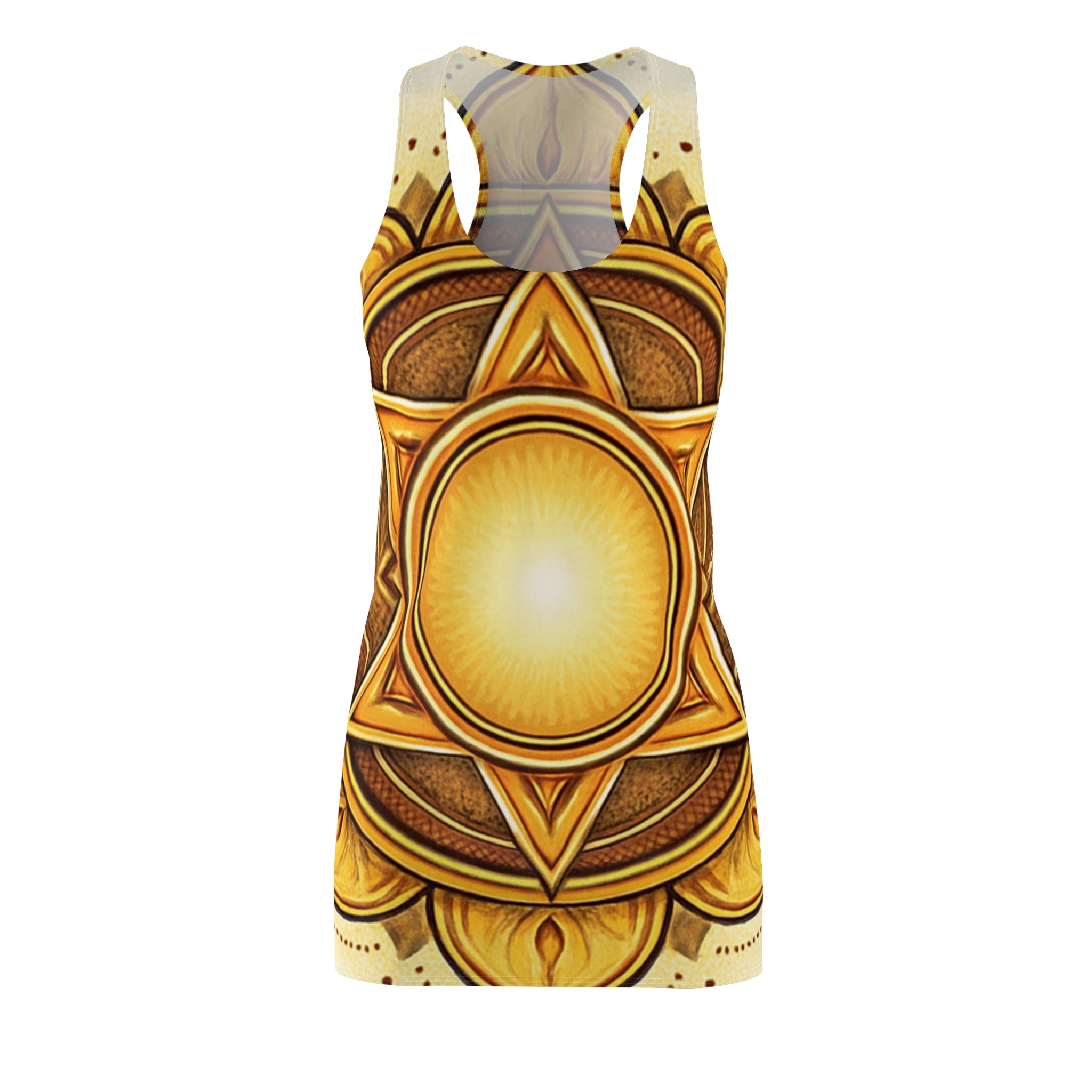 Yellow Chakra Flow Racerback Dress - Solar Plexus Energy (Manipura) Wellness Wear