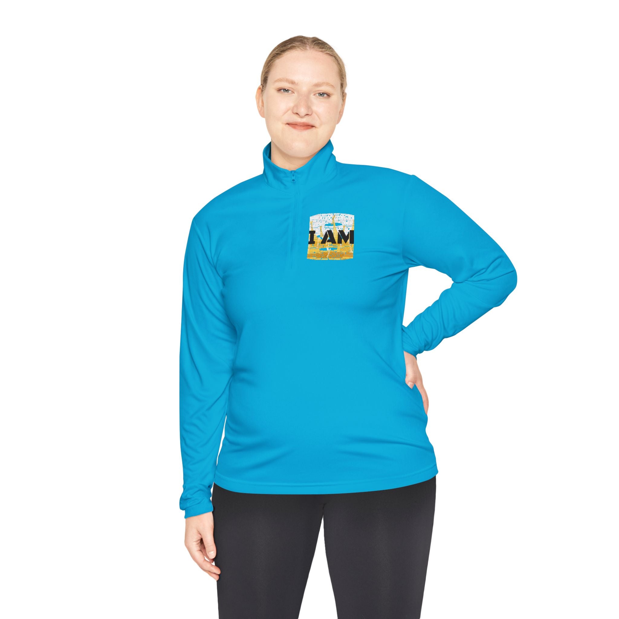 I AM Unisex Quarter-Zip Pullover - Motivational Activewear for Gym & Yoga