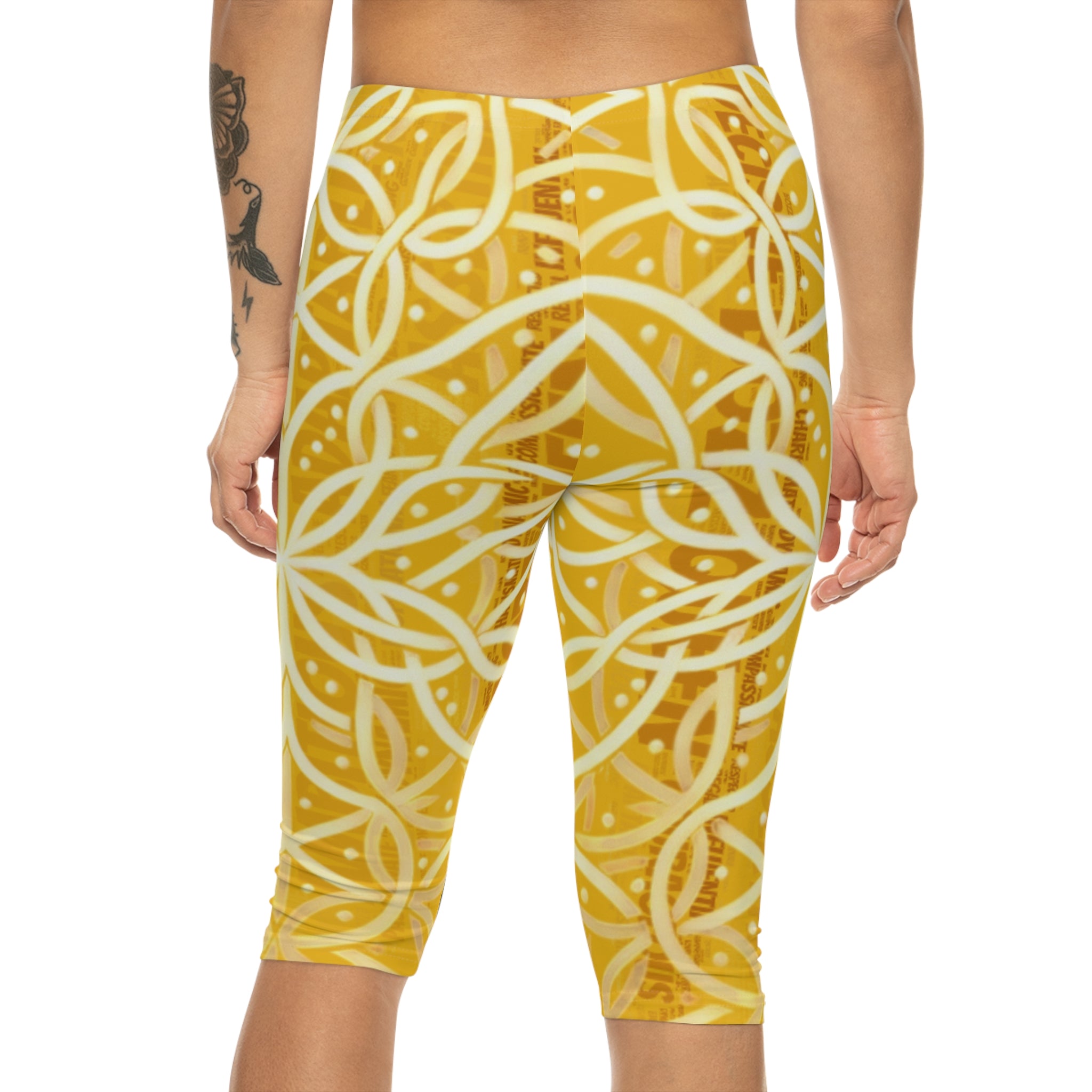 Yellow Chic Women's Capri Leggings - Stylish Yoga Pants & Activewear