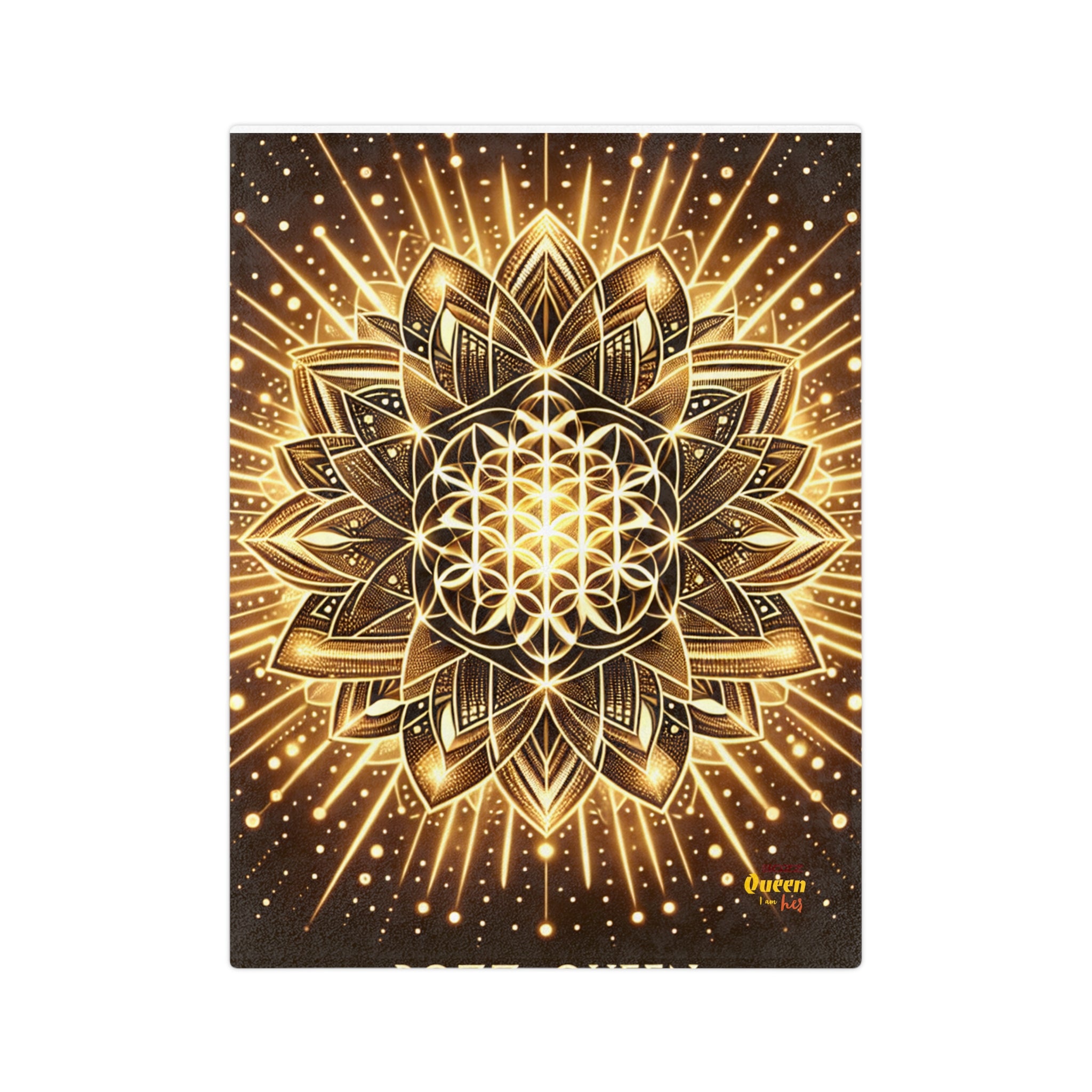Golden Mandala Velveteen Blanket, Cozy Throw Blanket, Boho Home Decor, Yoga Lover Gift, Meditation Blanket, Warm Soft Blanket
