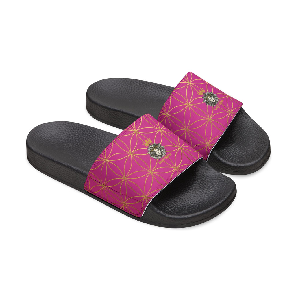 Bozz Queen Pink Flower of Life Women's Sandals - Removable Strap Beach Slides
