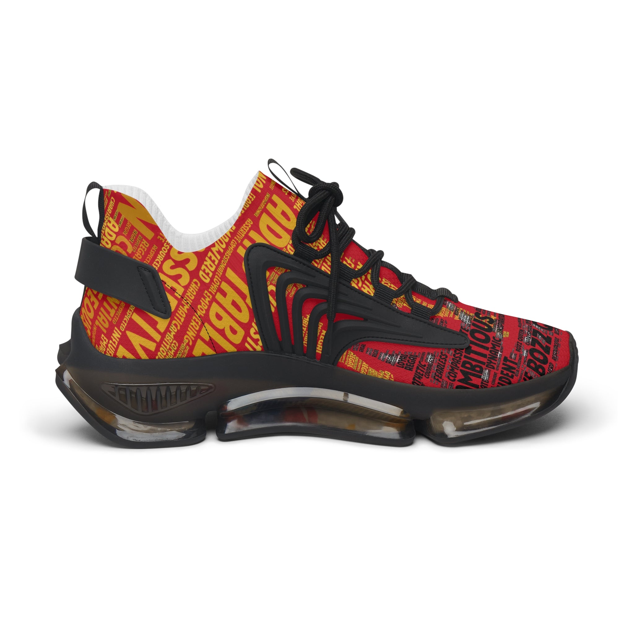 I AM Series Dark Red Women's Mesh Sneakers - Bold Graphic Athletic Shoes