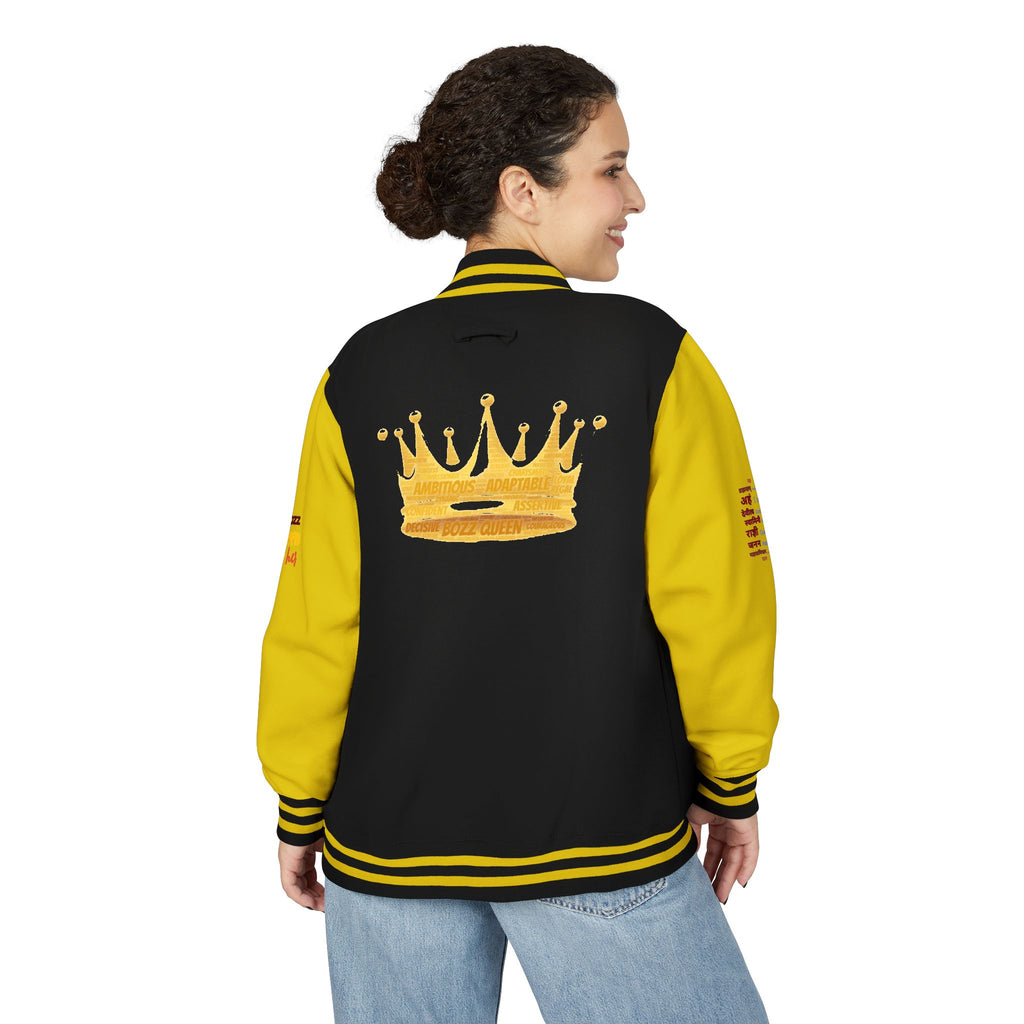 Bozz Queen Crown Design Letterman Jacket - Unisex Heavyweight Varsity Jacket