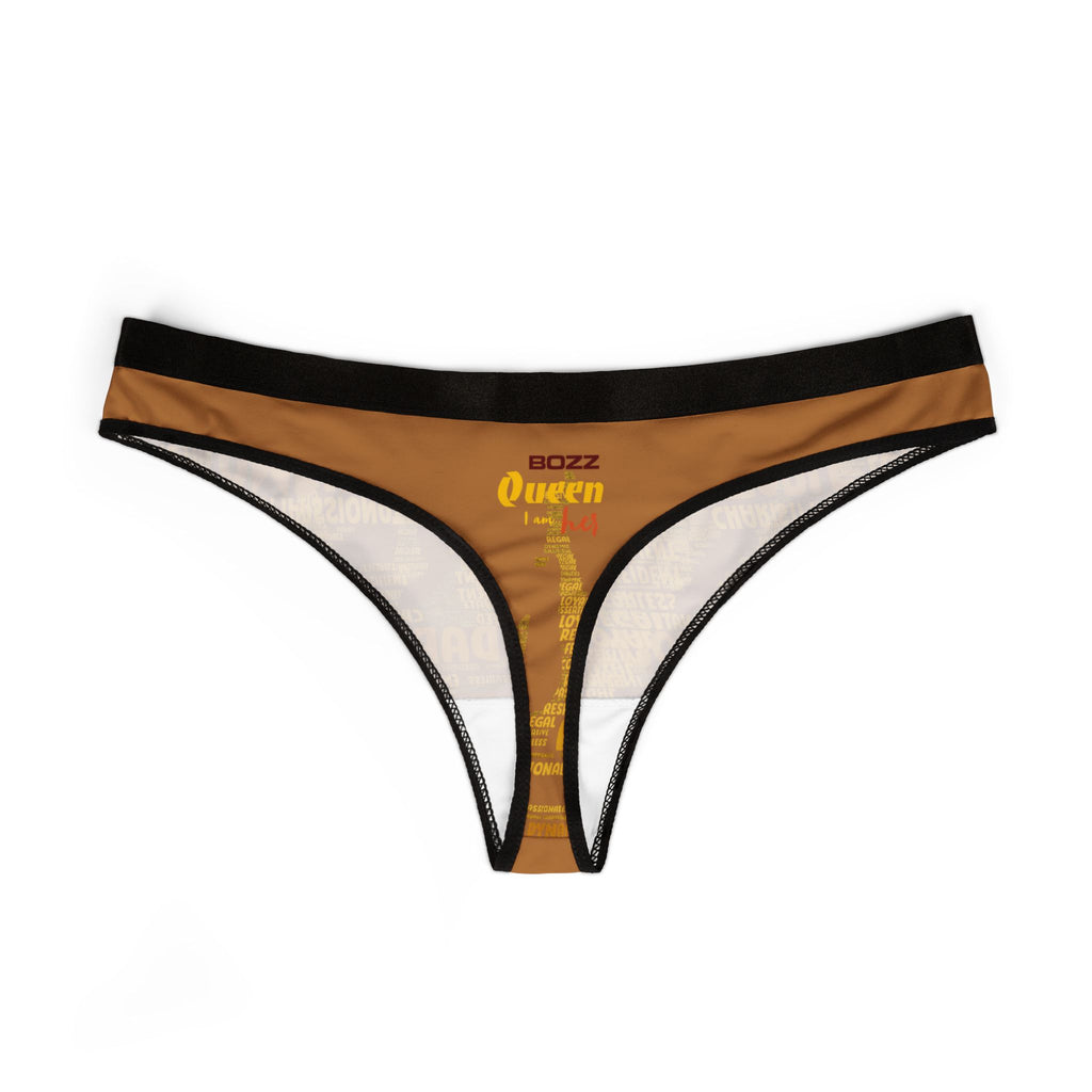Women's Light Brown Yellow Thongs - Bold Statement Motivational Lingerie
