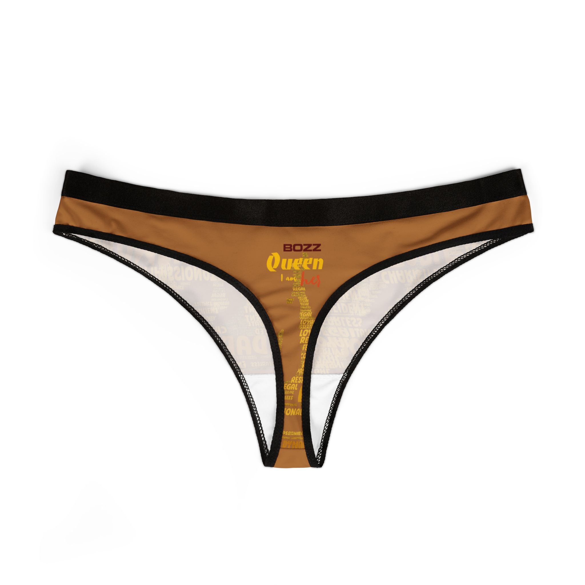 Women's Light Brown Yellow Thongs - Bold Statement Motivational Lingerie