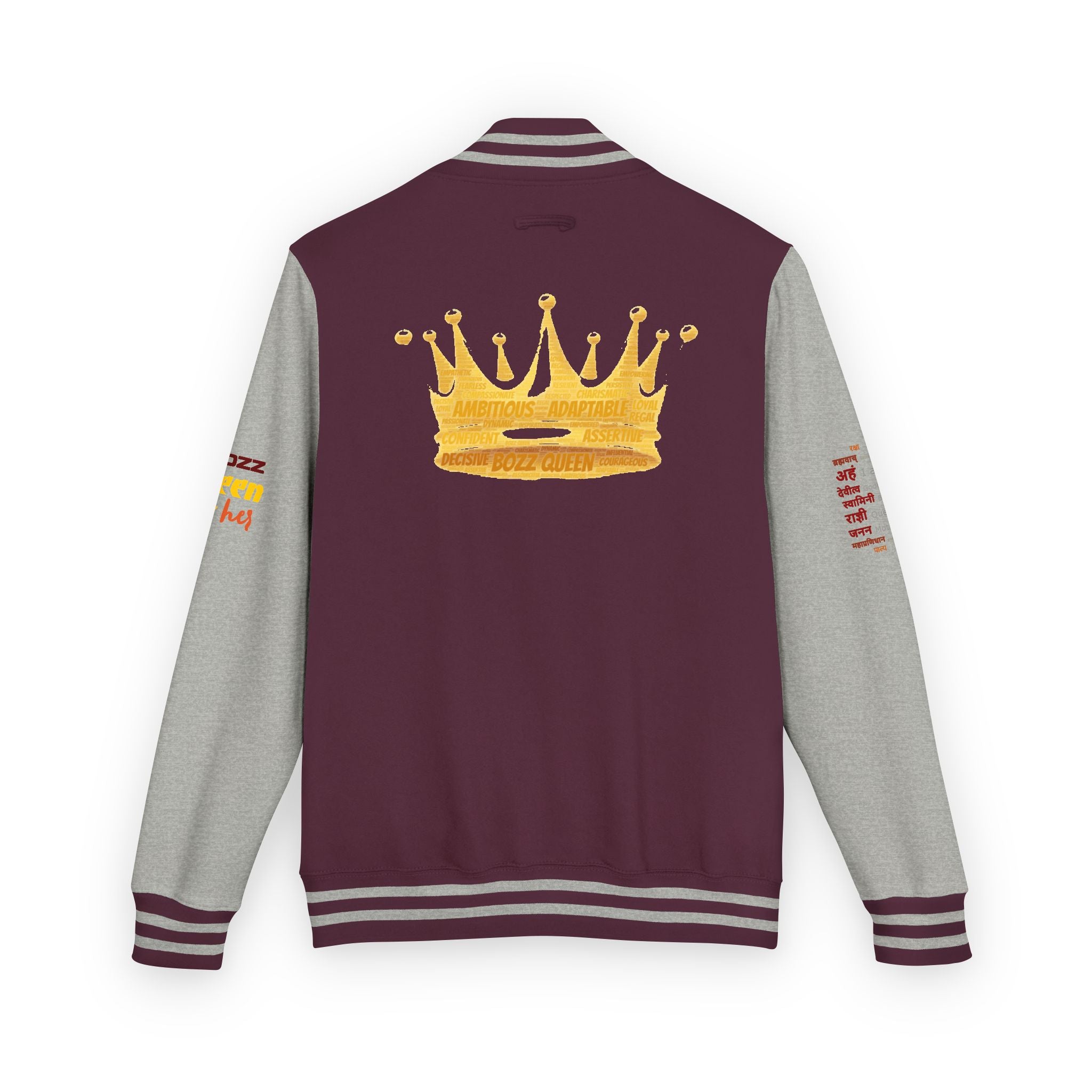 Bozz Queen Crown Design Letterman Jacket - Unisex Heavyweight Varsity Jacket