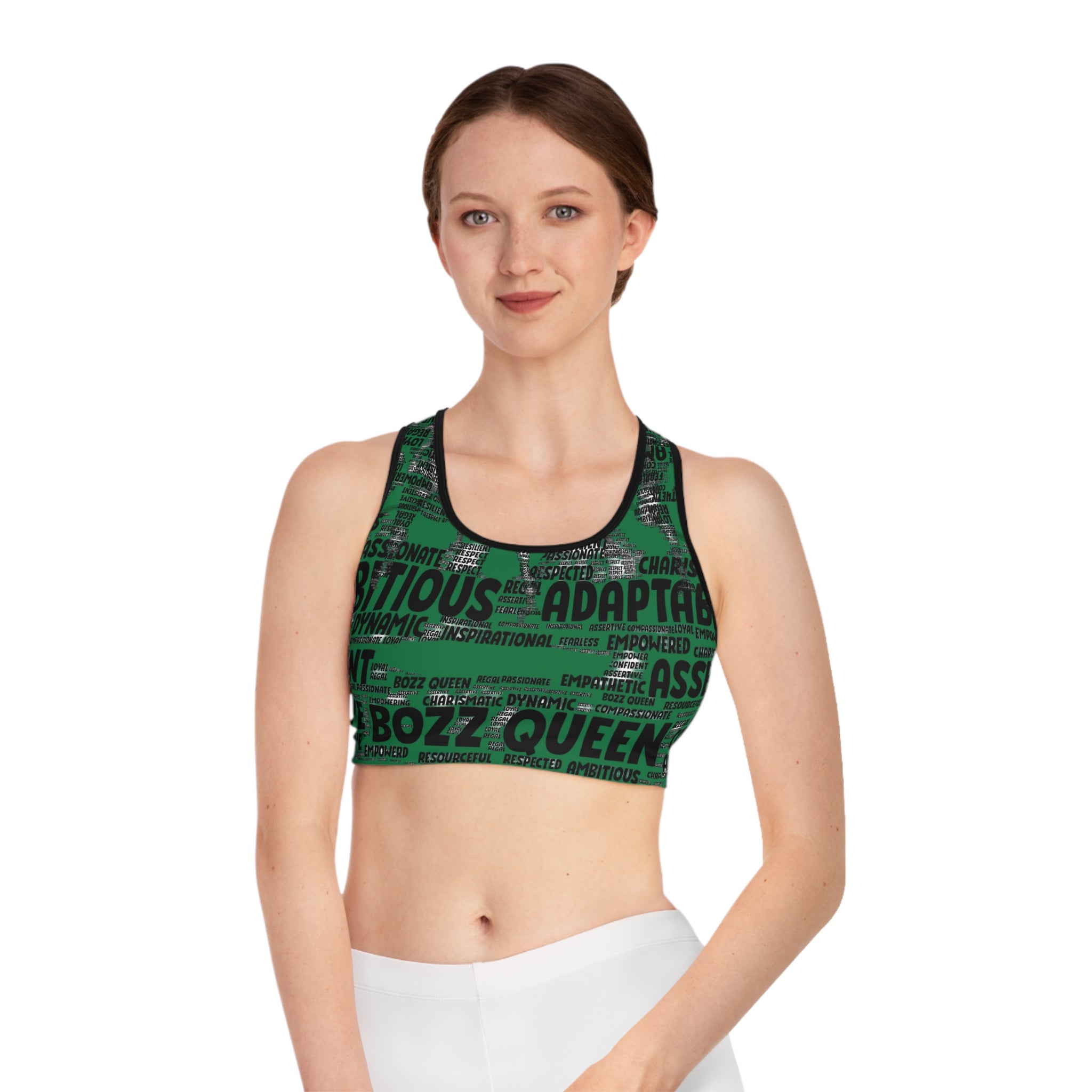 Empowering Sports Bra - Bozz Queen Origin Collection | Dark Green & Black