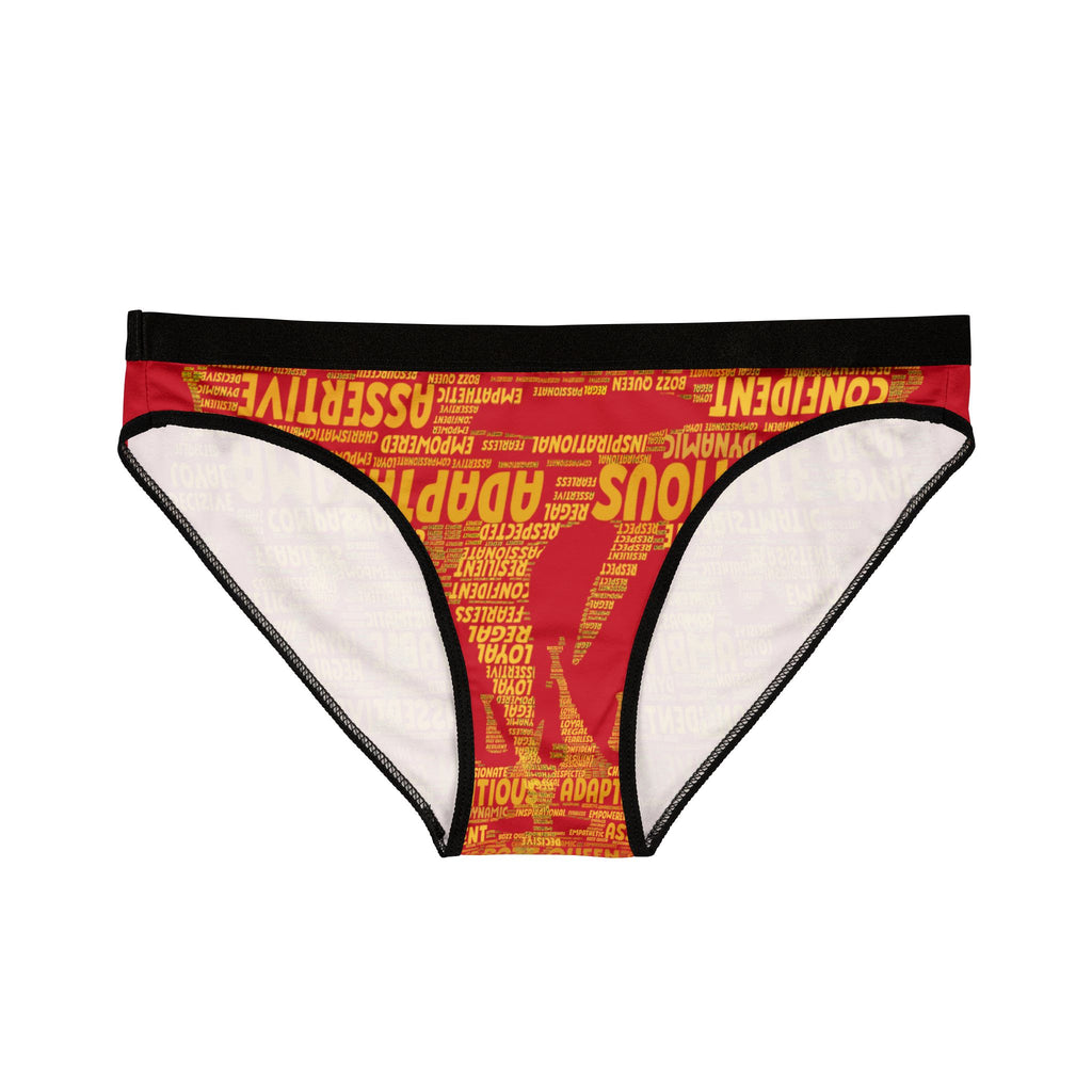 Women's Dark Red Yellow Motivational Underwear - Bold Statement Lingerie