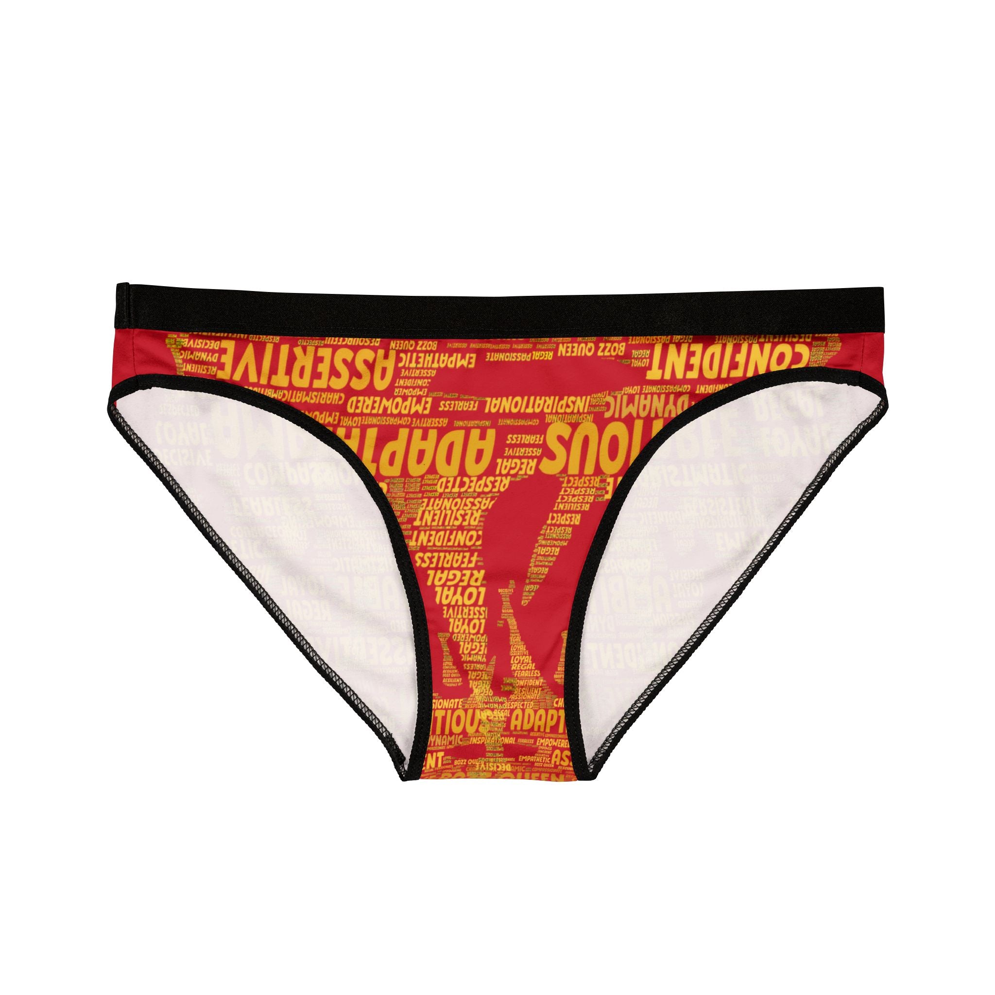 Women's Dark Red Yellow Motivational Underwear - Bold Statement Lingerie