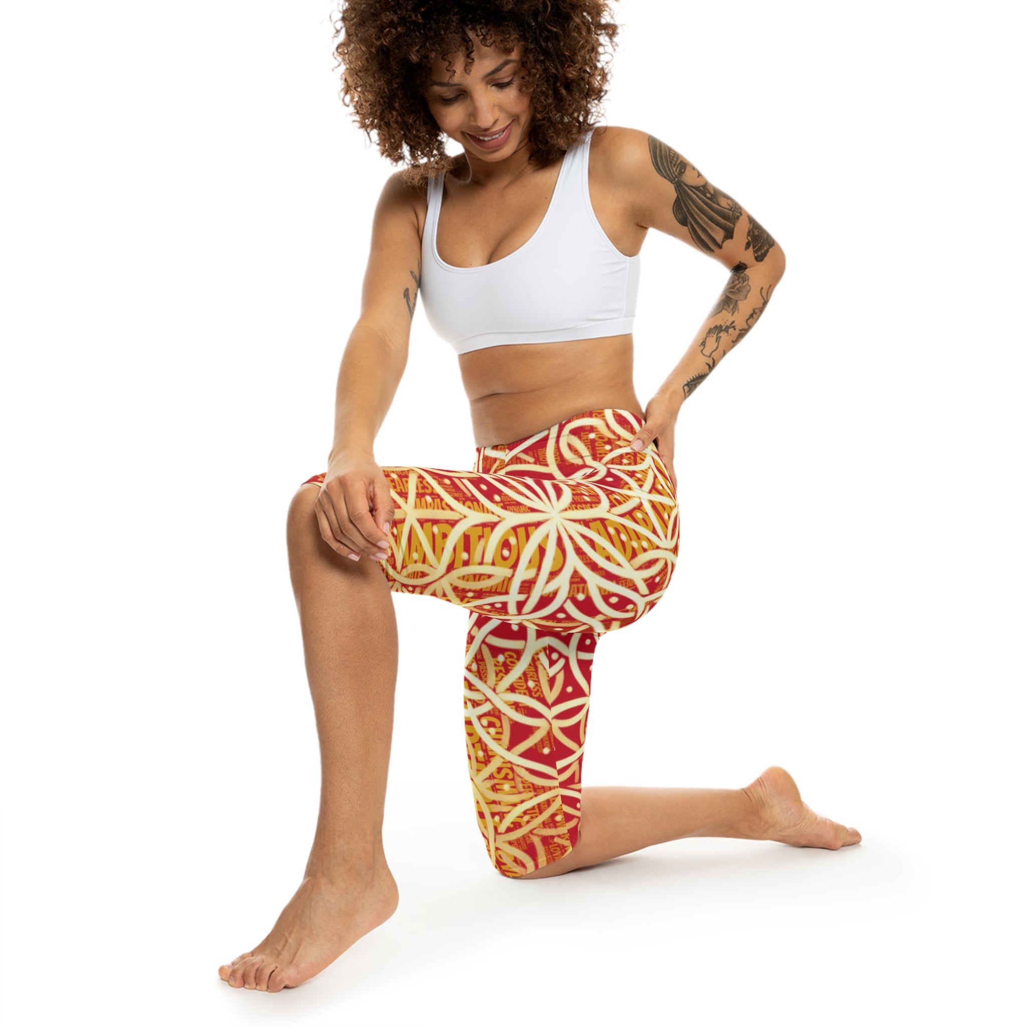 Dark Red Chic Women's Capri Leggings - Premium Yoga Pants for Active Lifestyle