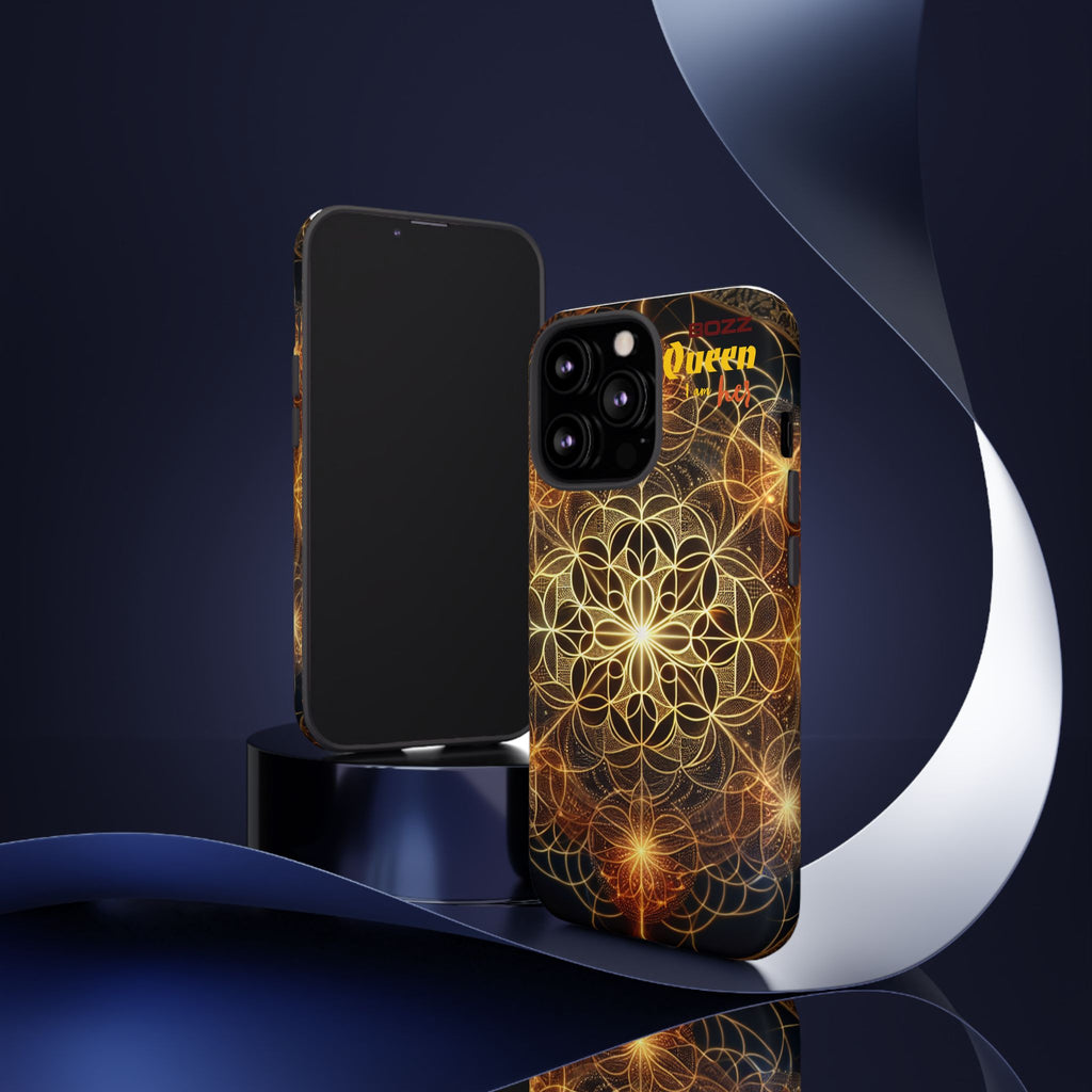 Golden Flower Mandala Phone Case, Tough Cases, Bohemian Phone Cover, Unique Gift for Him/Her, Spiritual and Artistic Design