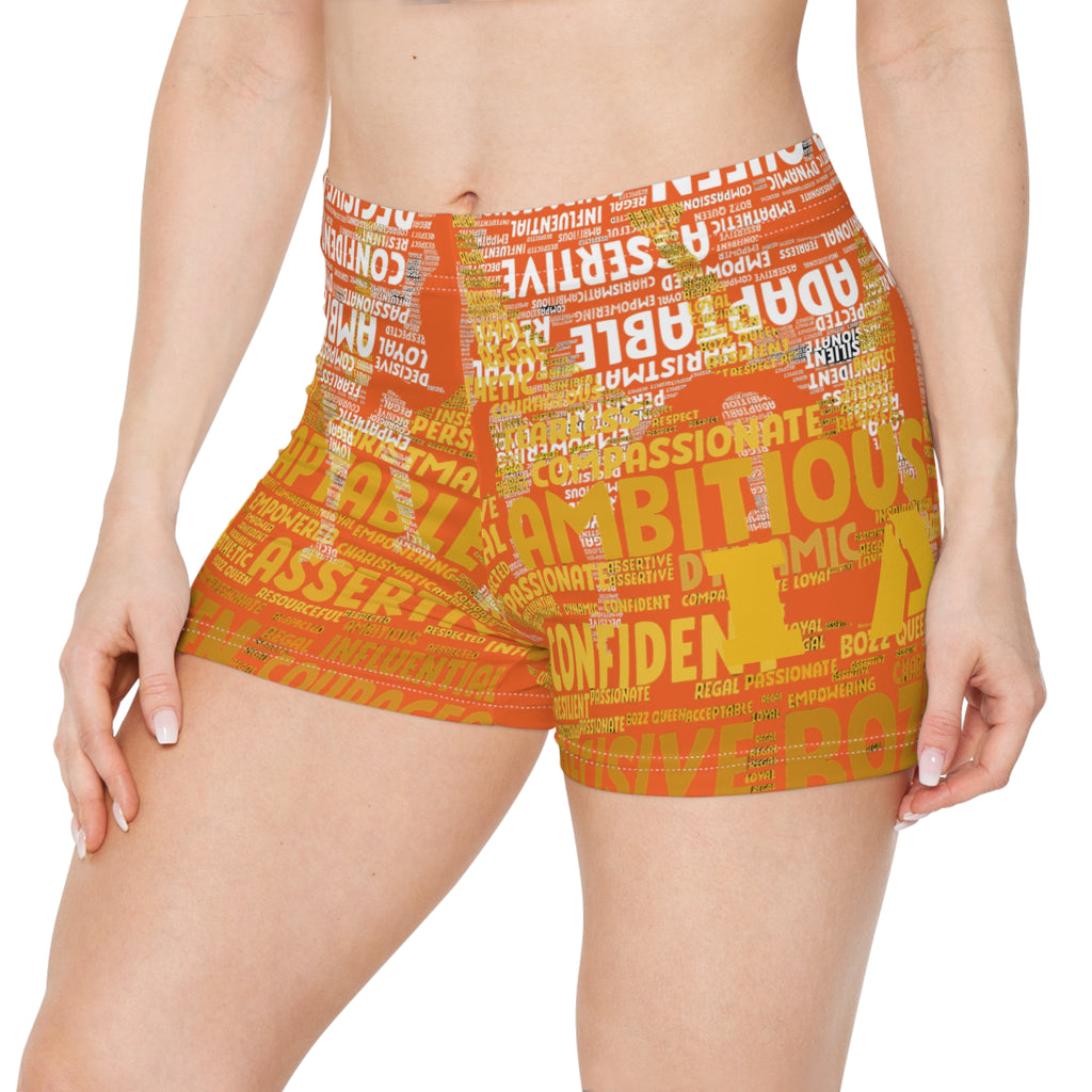 Orange I AM Series Women's Empowerment Shorts - Motivational Activewear