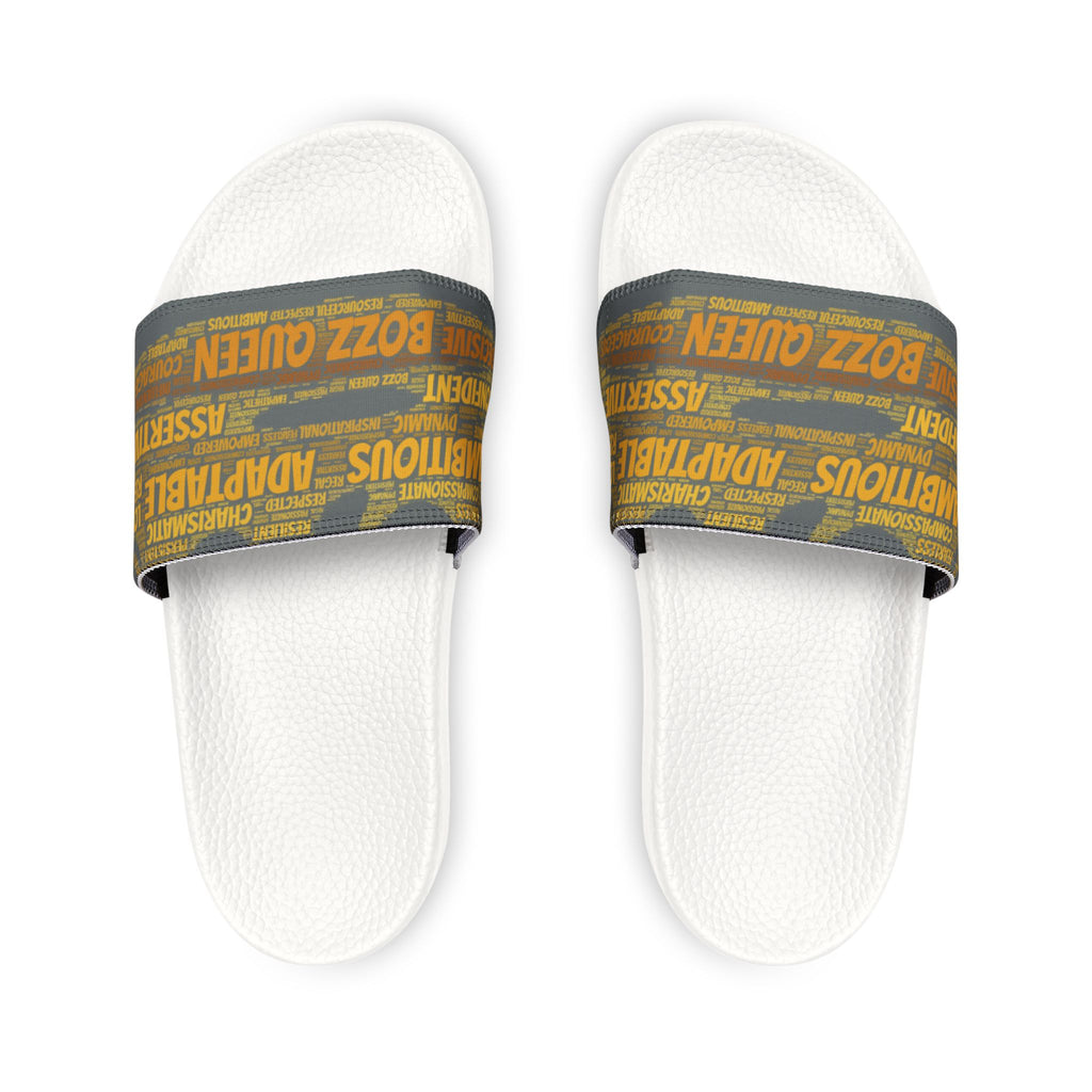 Bozz Queen Dark Grey & Gold Women's Sandals - Removable Strap Beach Slides