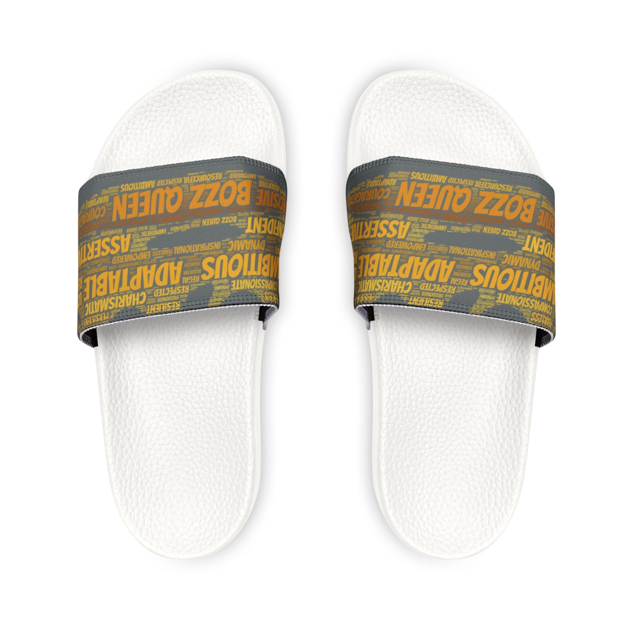 Bozz Queen Dark Grey & Gold Women's Sandals - Removable Strap Beach Slides