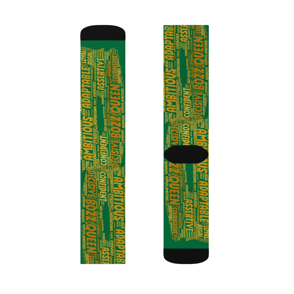 BOZZ QUEEN Dark Green Bold Statement Socks - Empowering Motivational Wear