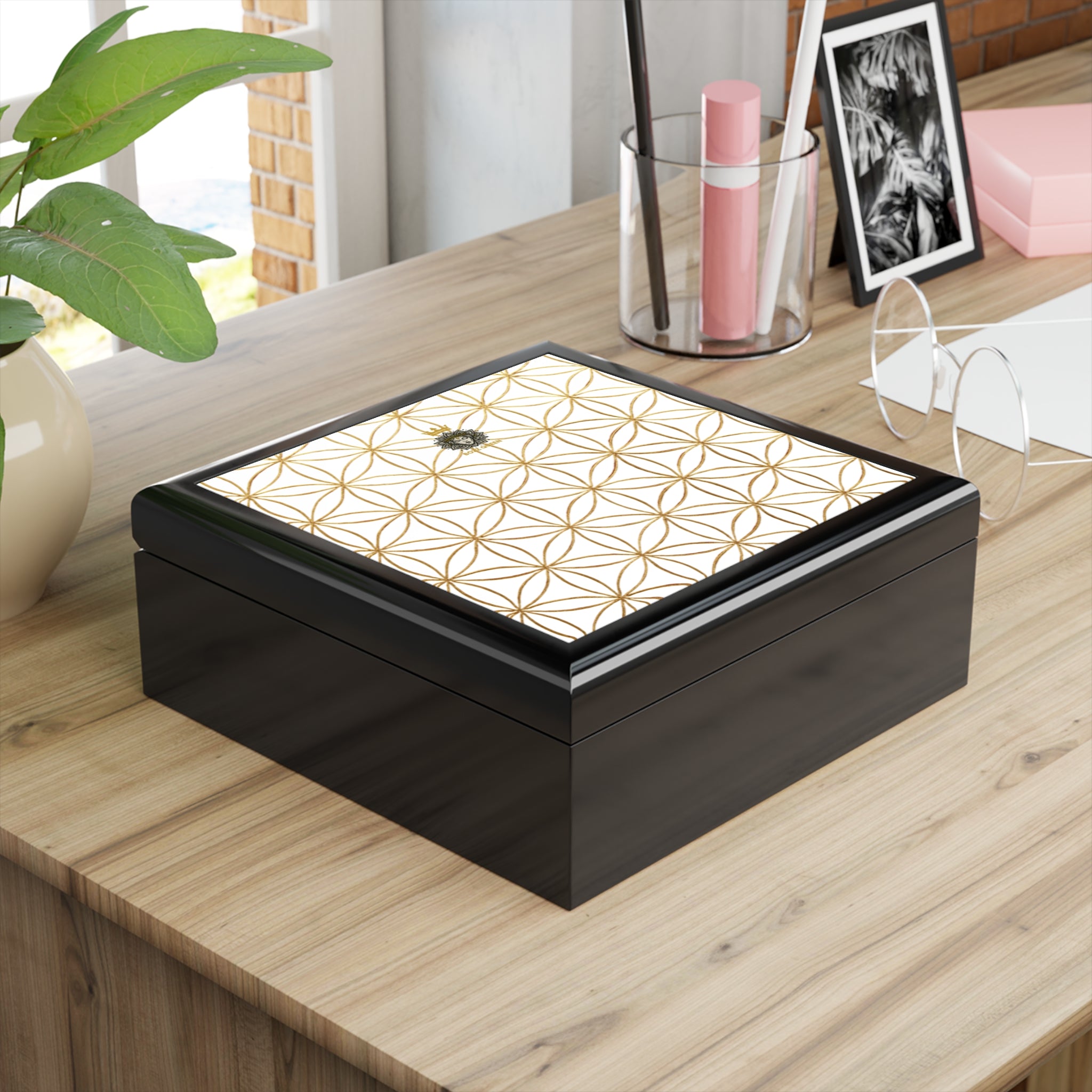 Flower of Life Jewelry Box - White & Gold Elegant Keepsake Organizer