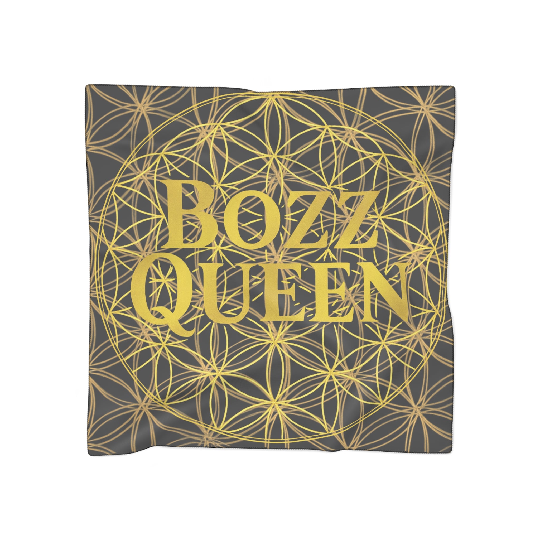 Bozz Queen Black Poly Scarf - Vibrant Flower of Life Design for Stylish Women