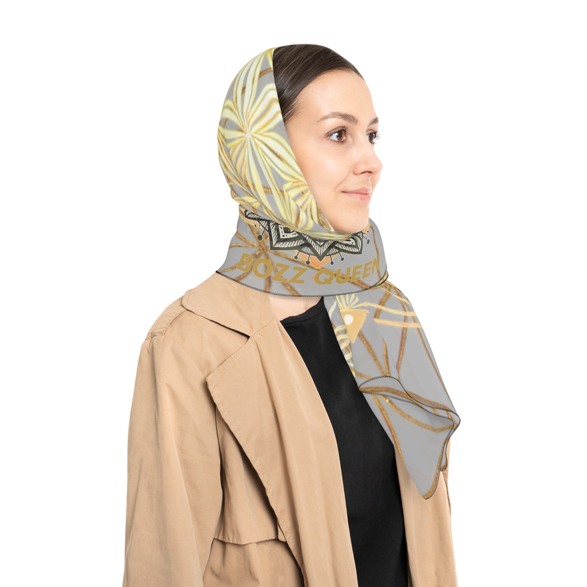 Flower of Life Light Grey Scarf - Sacred Geometry Spiritual Accessory