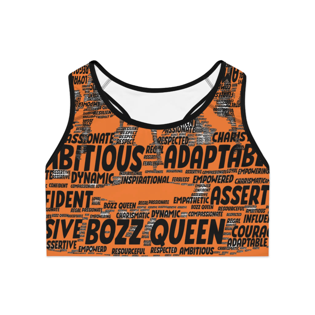 Empowering Sports Bra - Bozz Queen Origin Collection | Light Orange & Black