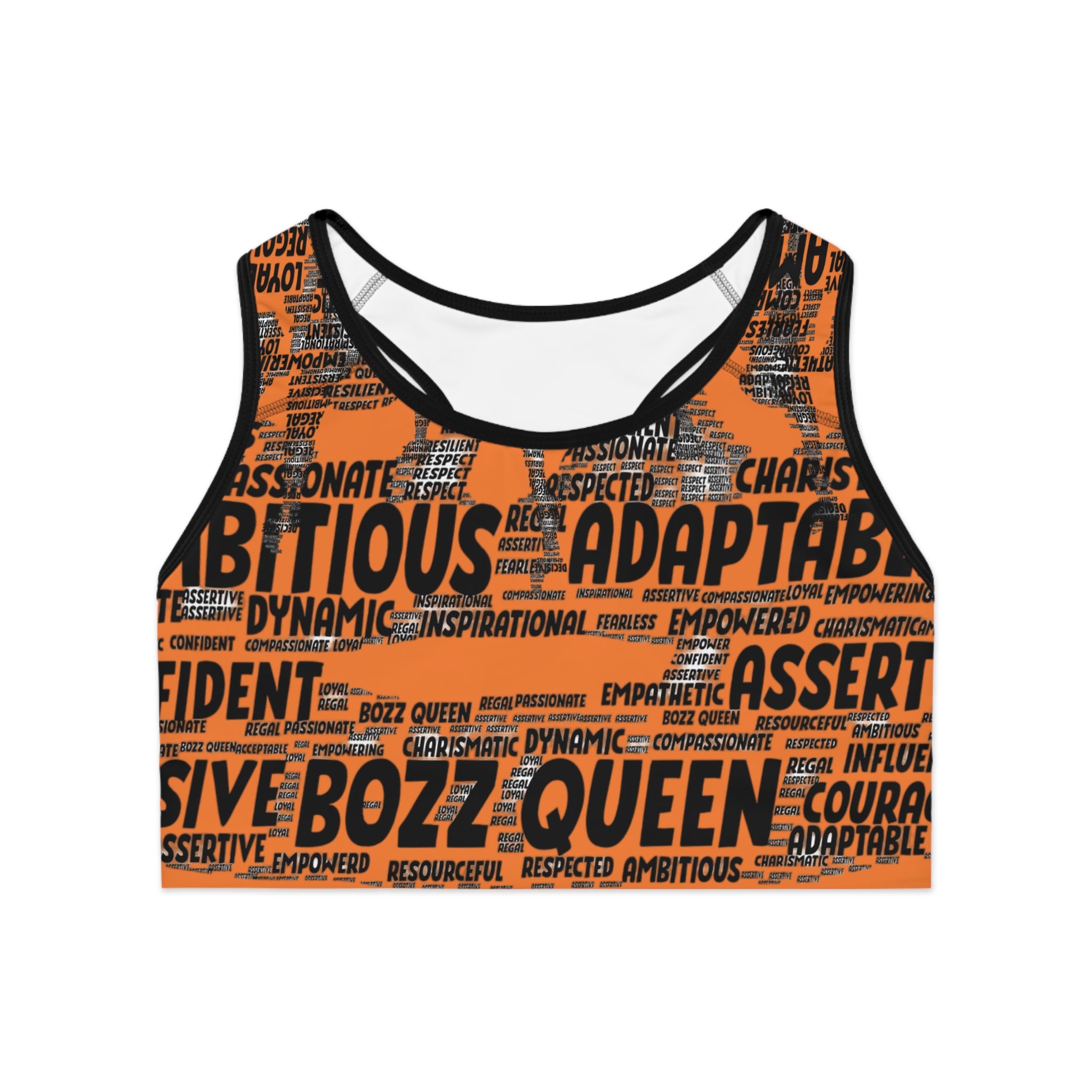 Empowering Sports Bra - Bozz Queen Origin Collection | Light Orange & Black