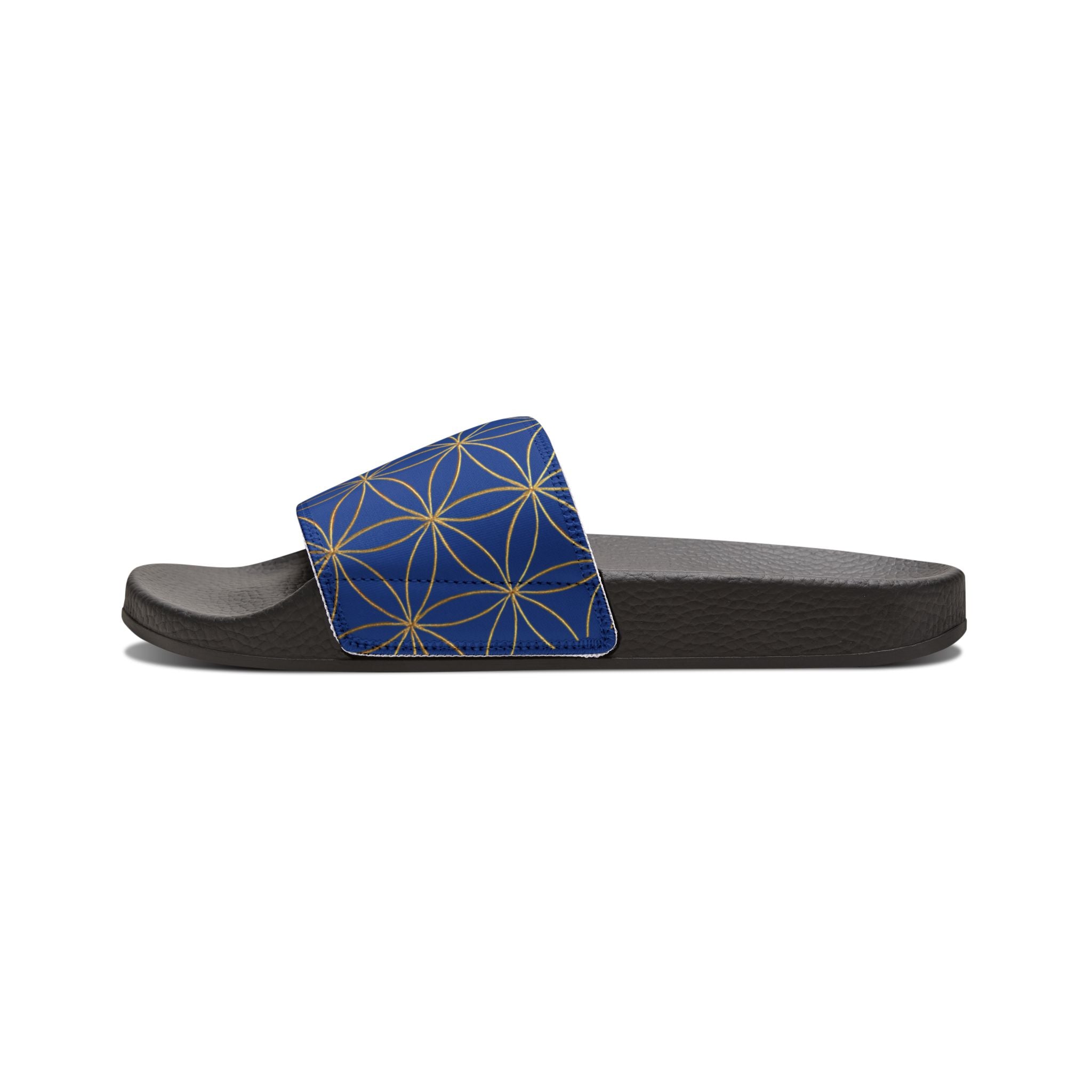 Bozz Queen Dark Blue Flower of Life Women's Sandals - Removable Strap Beach Slides
