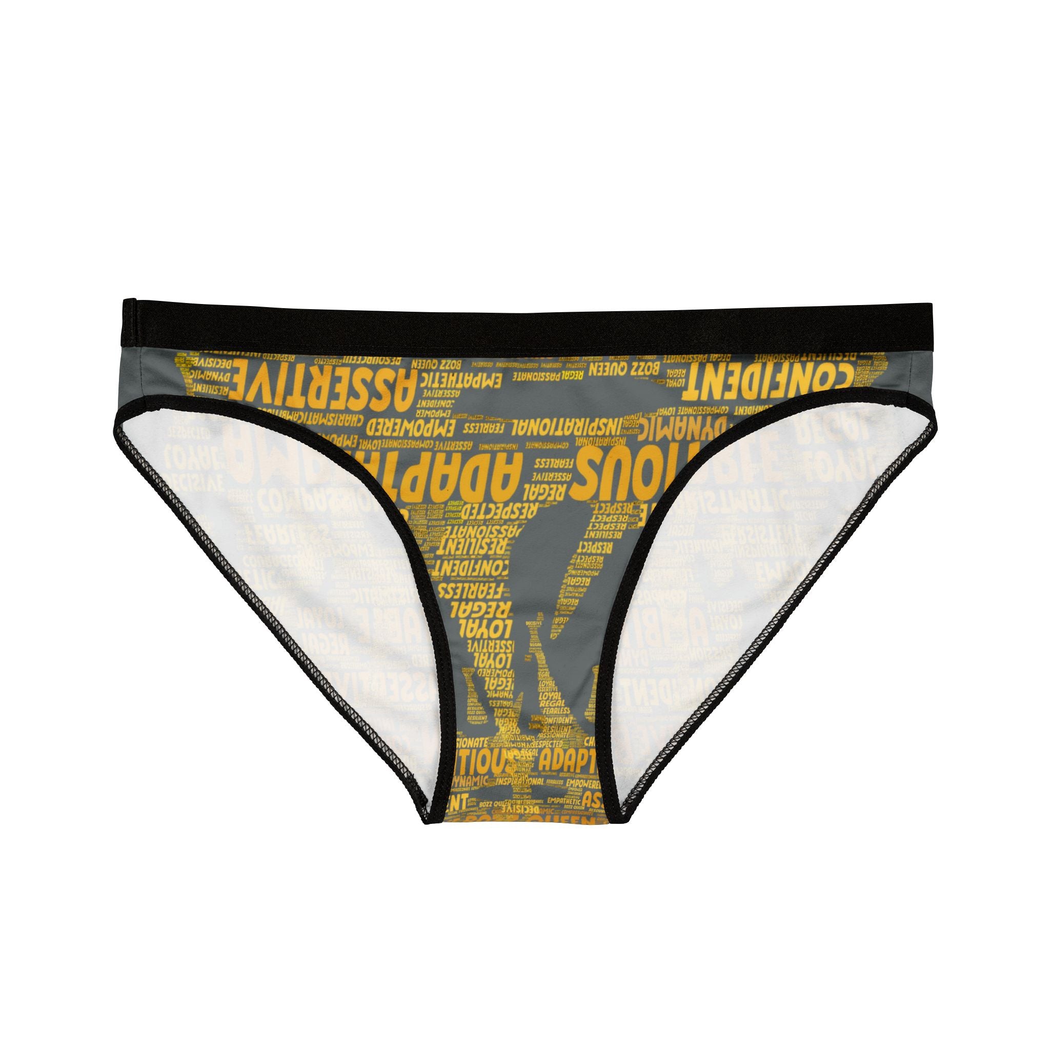 Women's Dark Grey Yellow Motivational Underwear - Bold Statement Lingerie