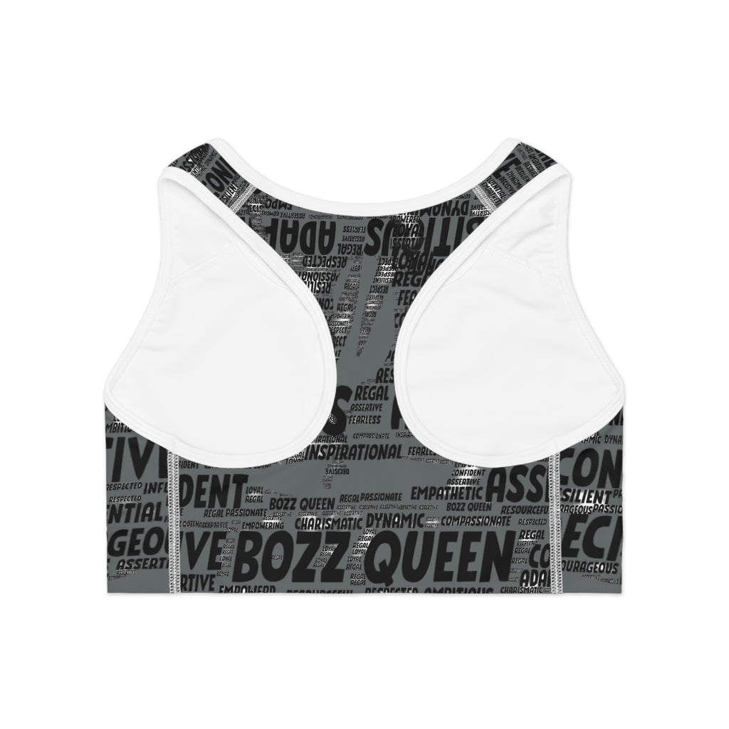 Empowering Sports Bra - Bozz Queen Origin Collection | Dark Grey & Black
