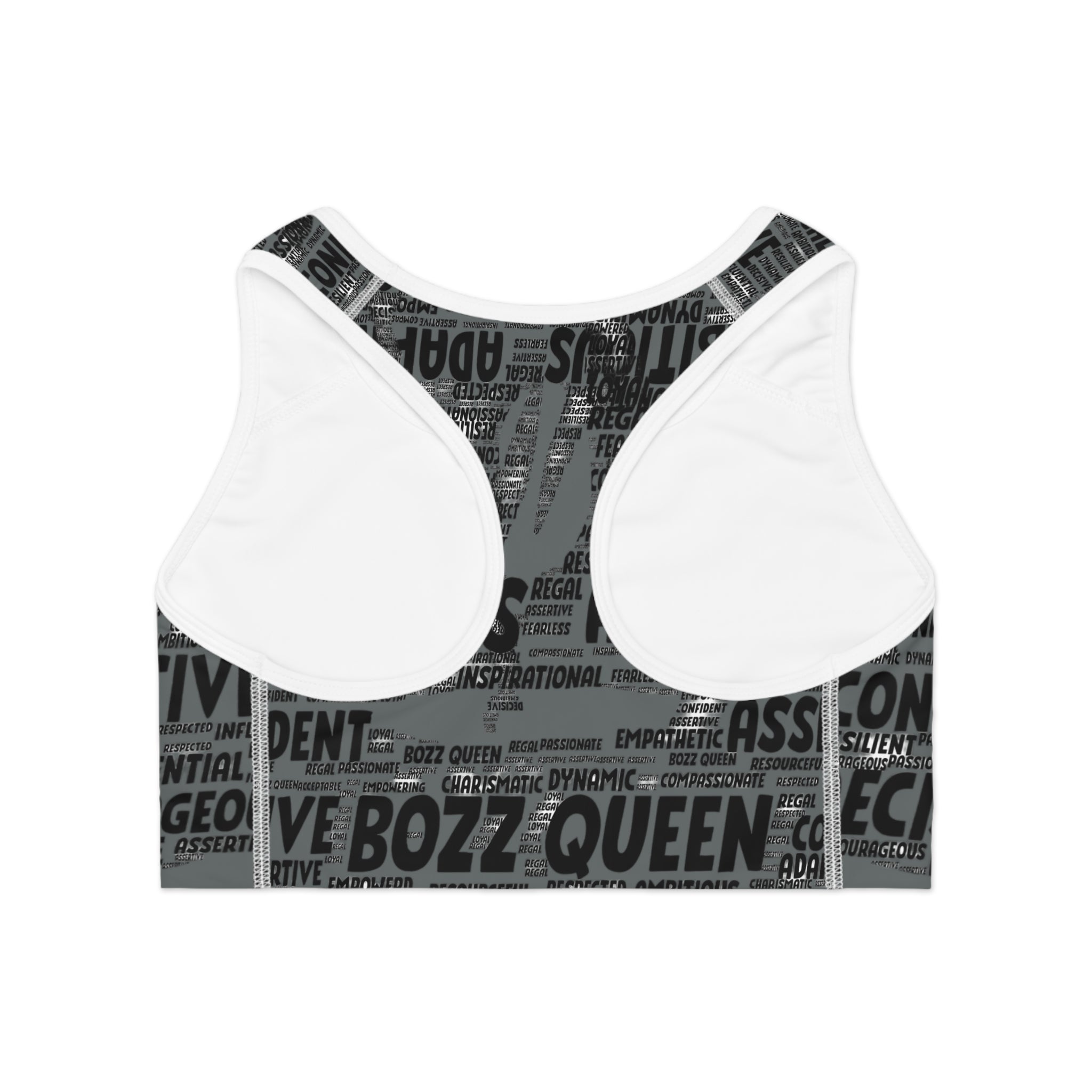 Empowering Sports Bra - Bozz Queen Origin Collection | Dark Grey & Black