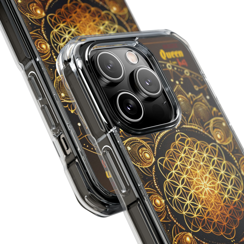 Magnetic Phone Case with Spiritual Mandala Design, Bozz Queen, Durable Clear Impact Case, Unique Gift for Spiritual Seekers, Phone Accessory