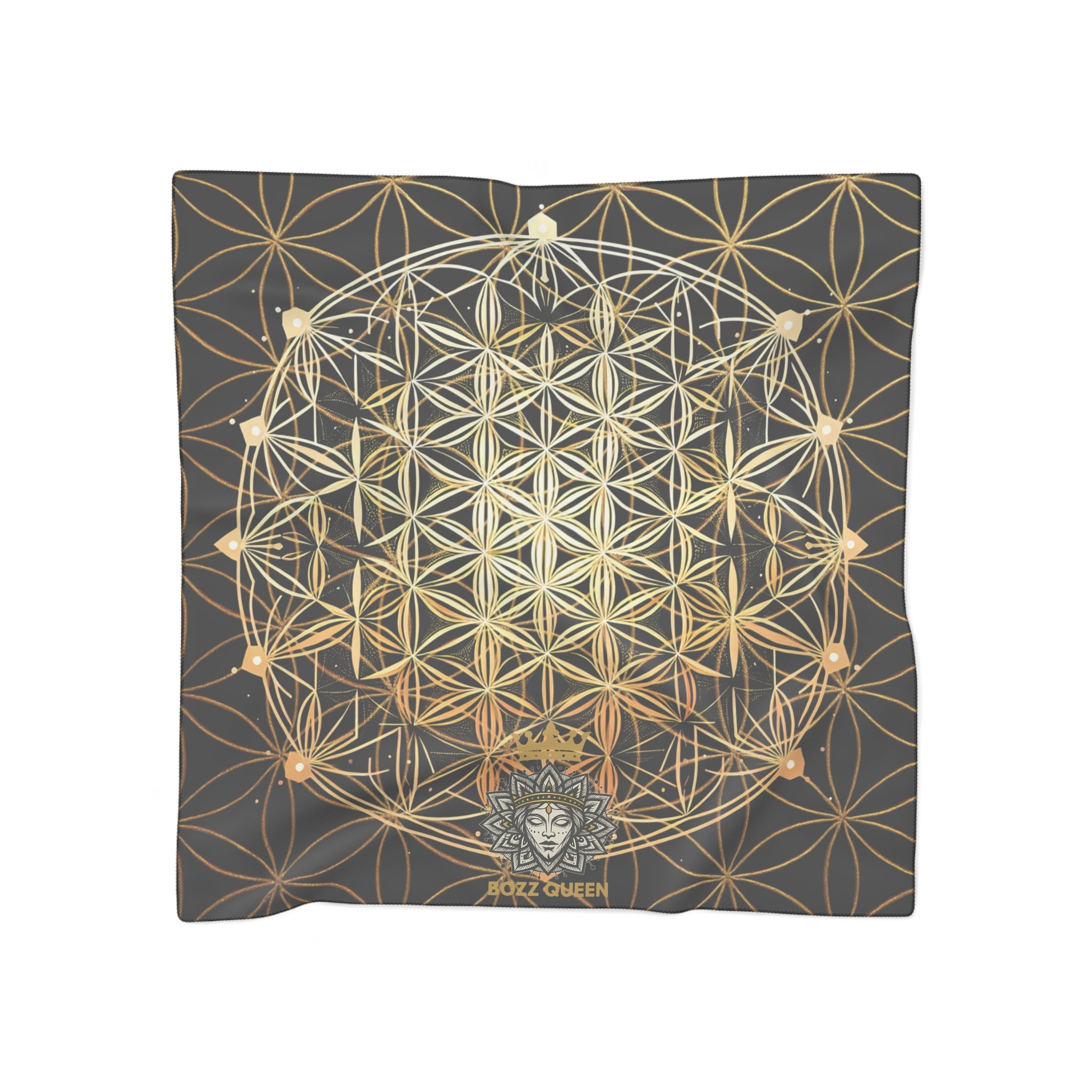 Flower of Life Black Scarf - Sacred Geometry Spiritual Accessory