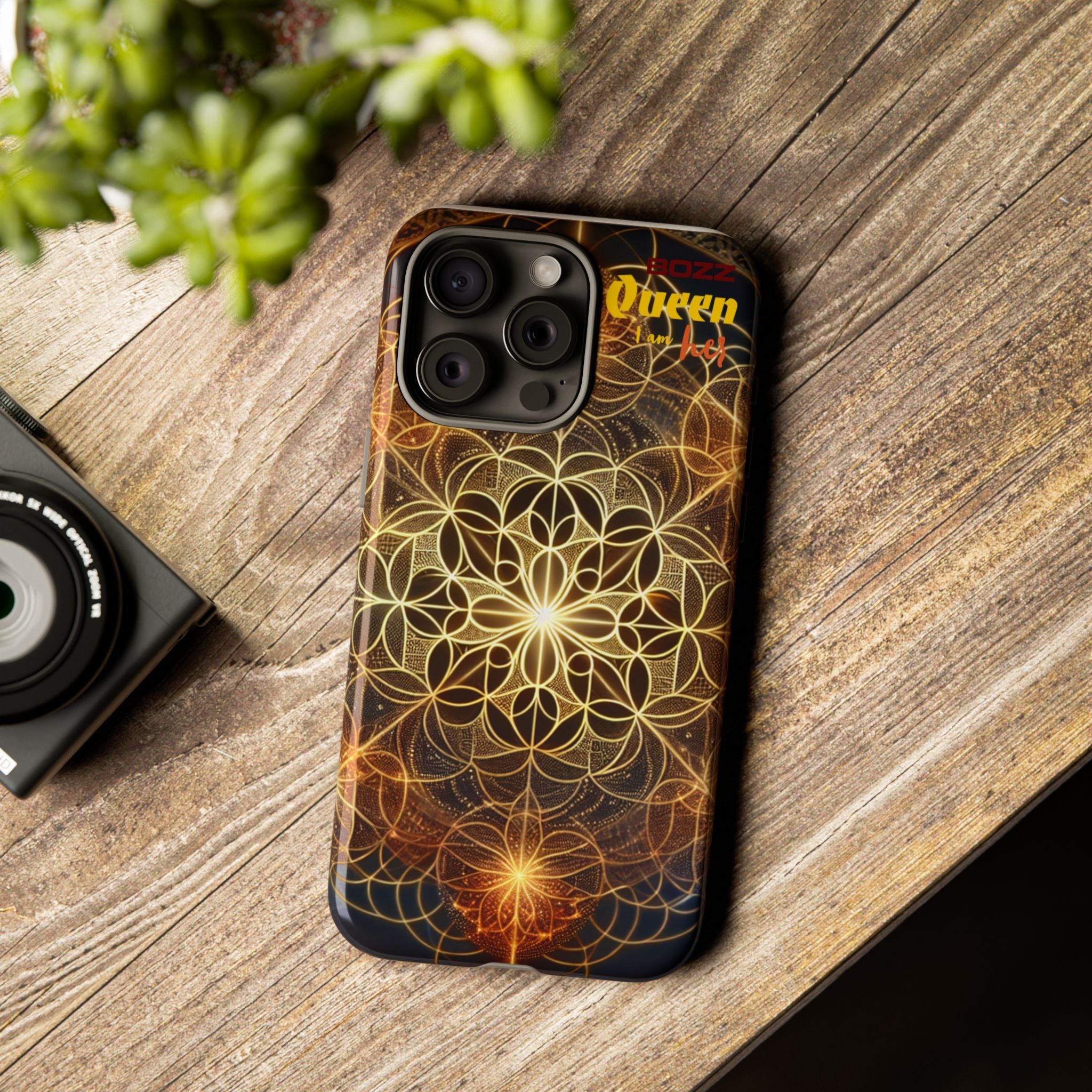 Golden Flower Mandala Phone Case, Tough Cases, Bohemian Phone Cover, Unique Gift for Him/Her, Spiritual and Artistic Design
