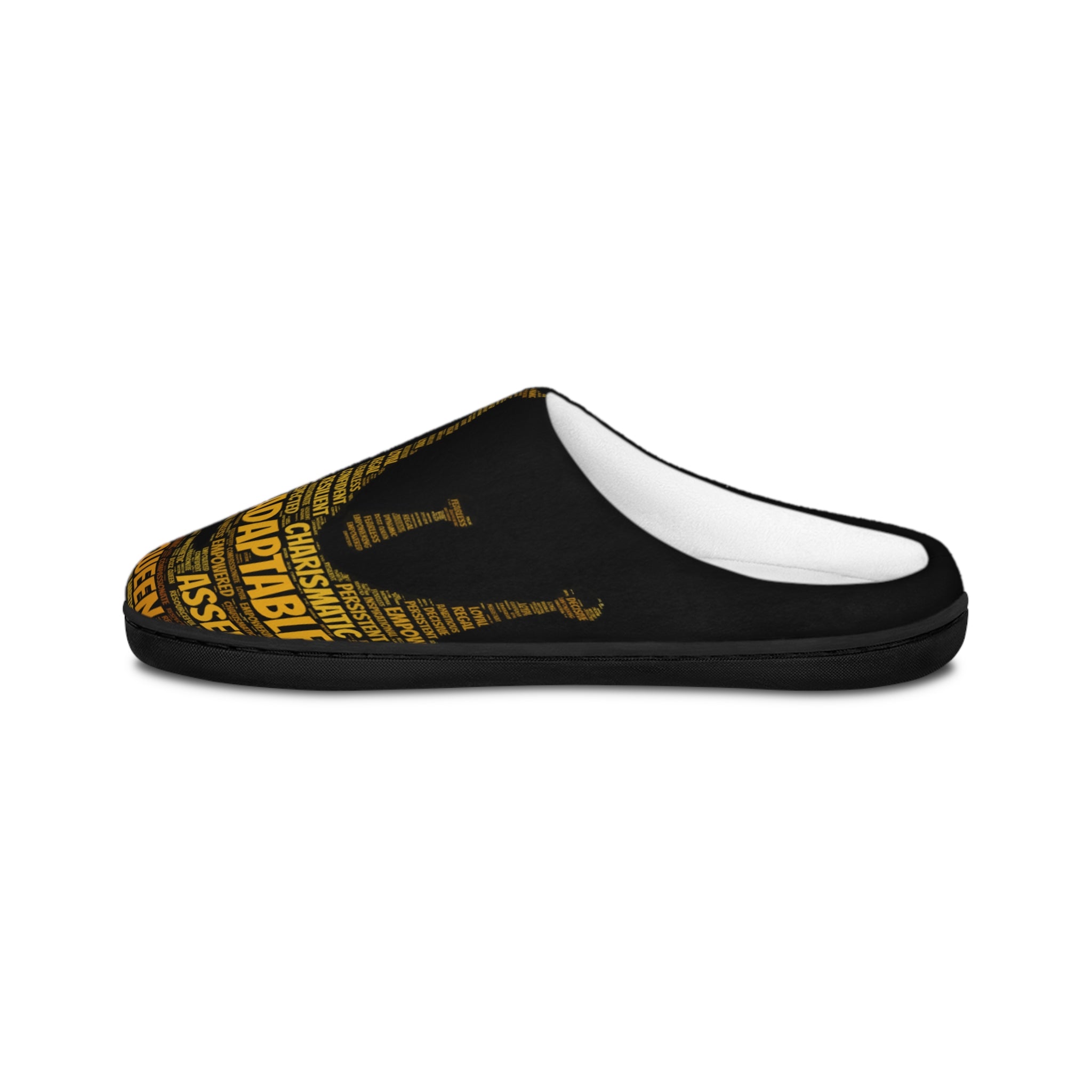 Bozz Queen Black & Gold Women's Indoor Slippers - Soft Flannel House Shoes