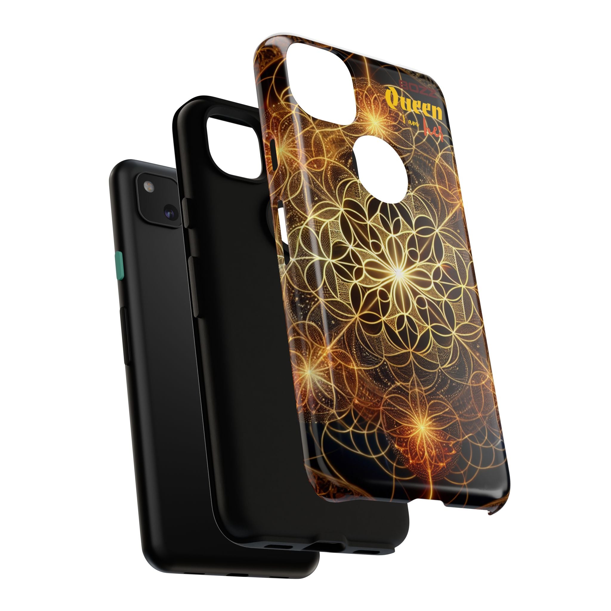 Golden Flower Mandala Phone Case, Tough Cases, Bohemian Phone Cover, Unique Gift for Him/Her, Spiritual and Artistic Design