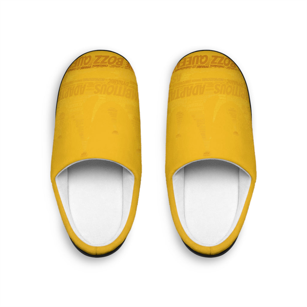 Bozz Queen Yellow & Gold Women's Indoor Slippers - Soft Flannel House Shoes
