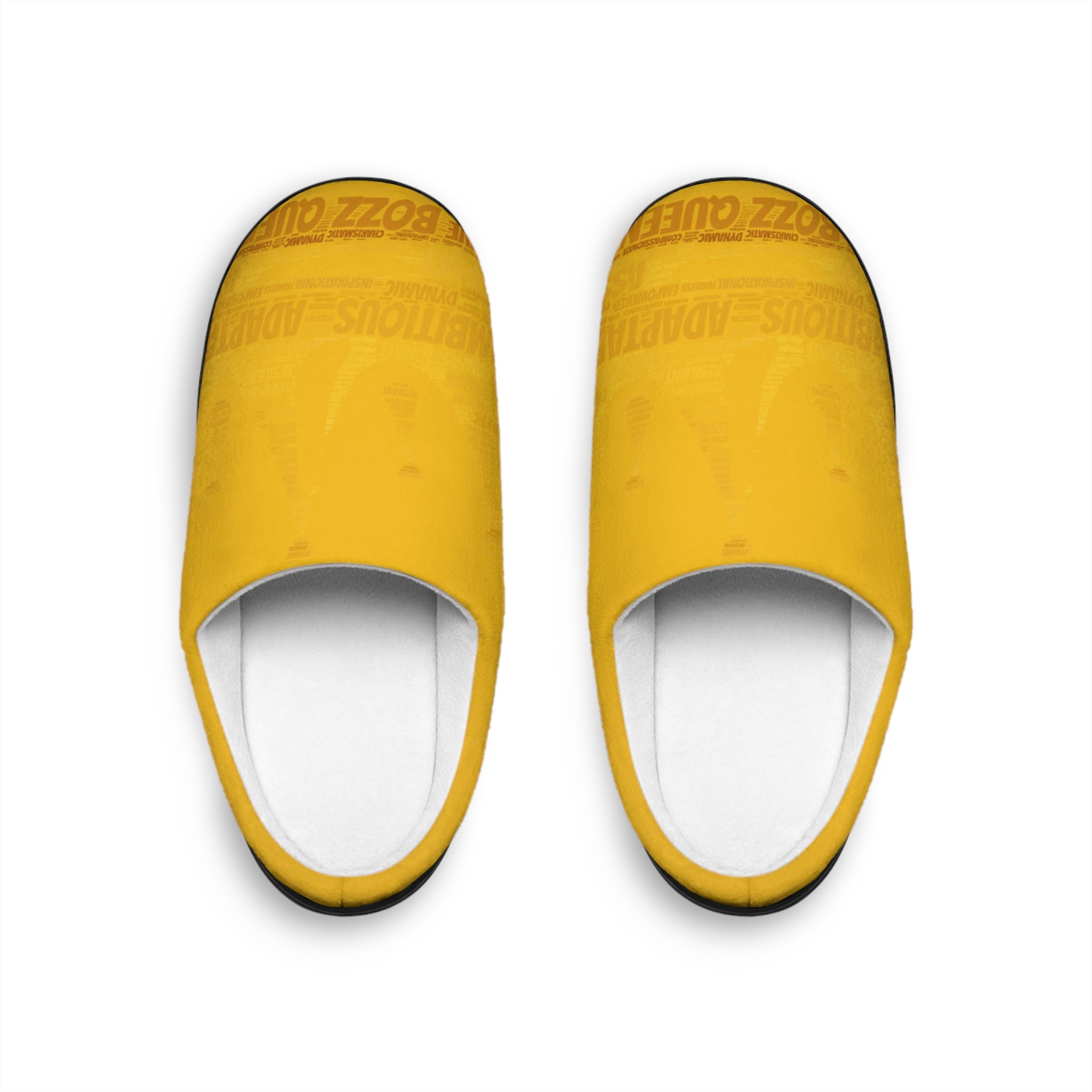 Bozz Queen Yellow & Gold Women's Indoor Slippers - Soft Flannel House Shoes