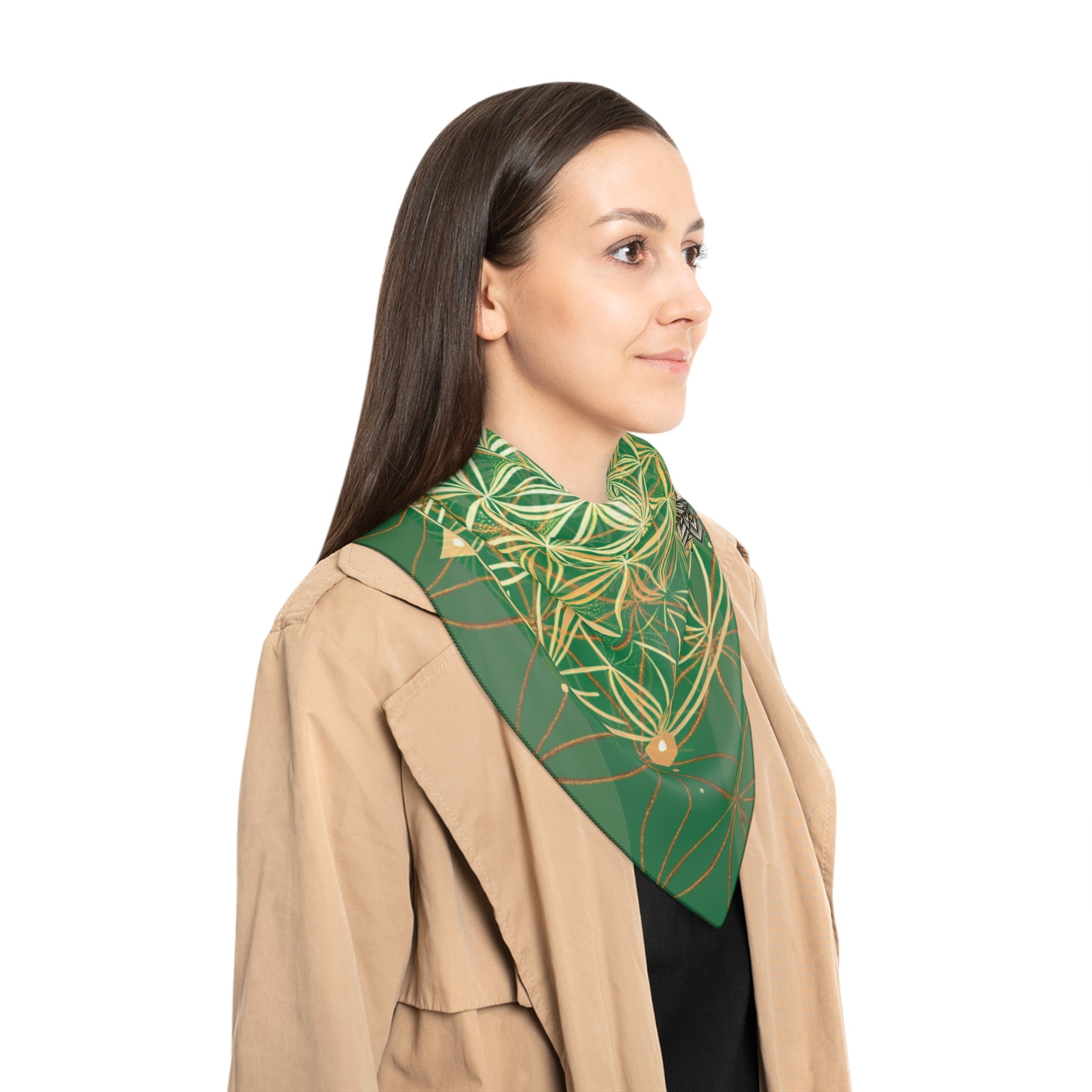 Flower of Life Dark Green Scarf - Sacred Geometry Spiritual Accessory