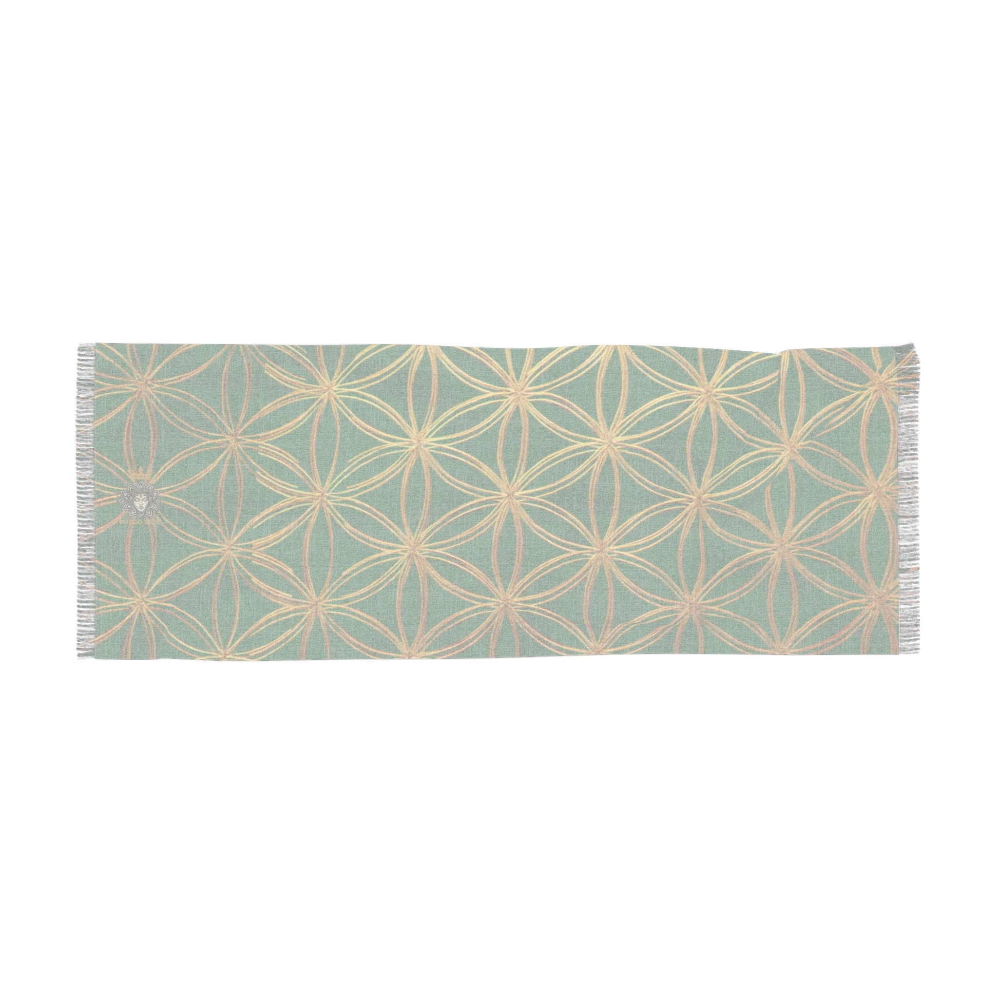 Dark Green & Gold Flower of Life Scarf - Geometric Pattern | Bozz Queen