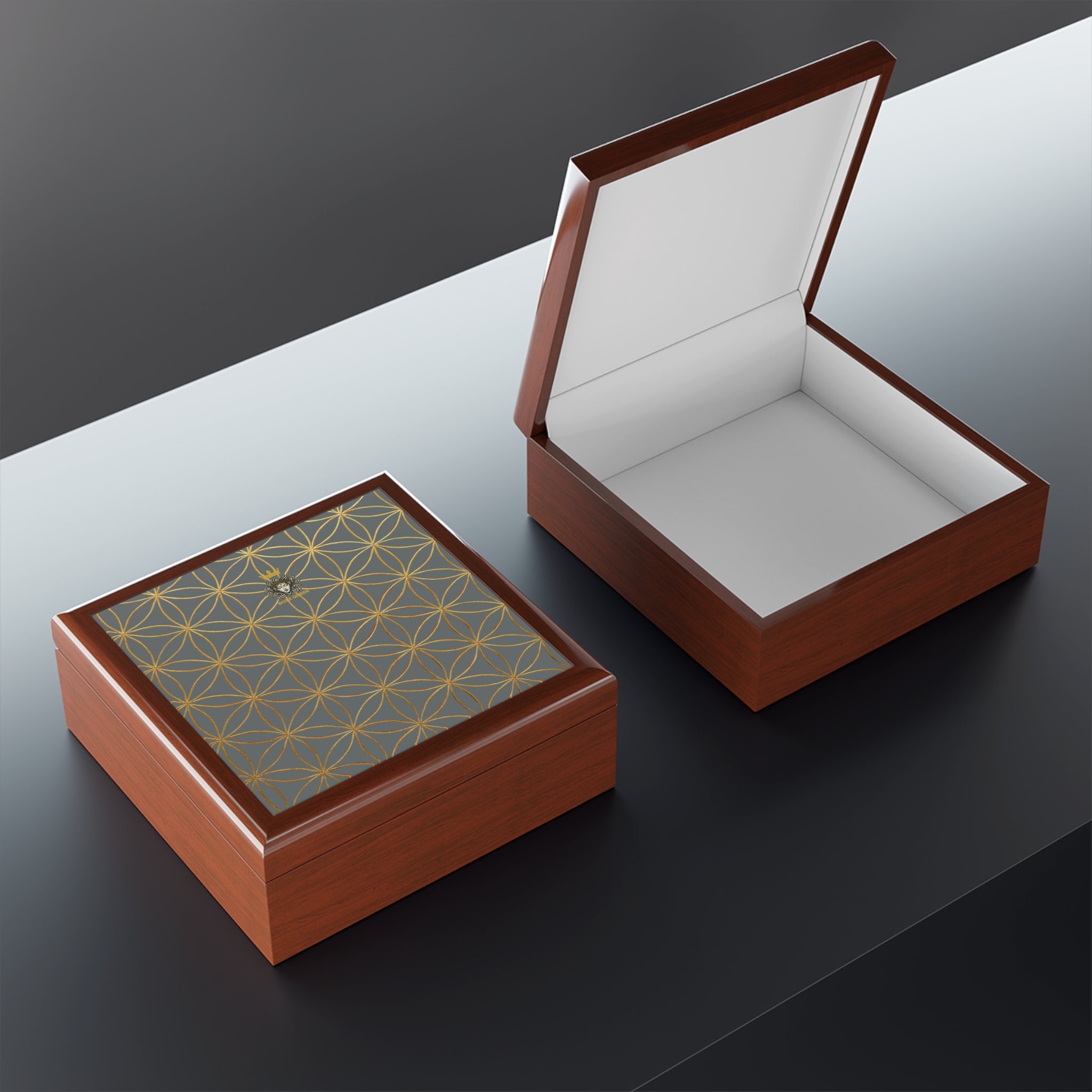 Flower of Life Jewelry Box - Dark Grey Elegant Keepsake Organizer