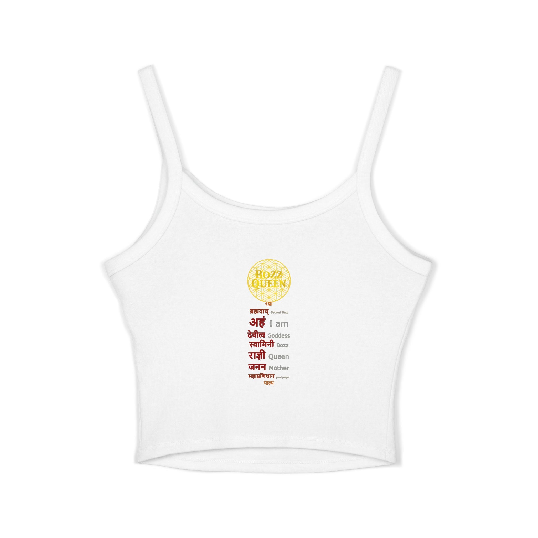 Women's Ankh & Flower of Life Tank Top - Sacred Geometry Spaghetti Strap