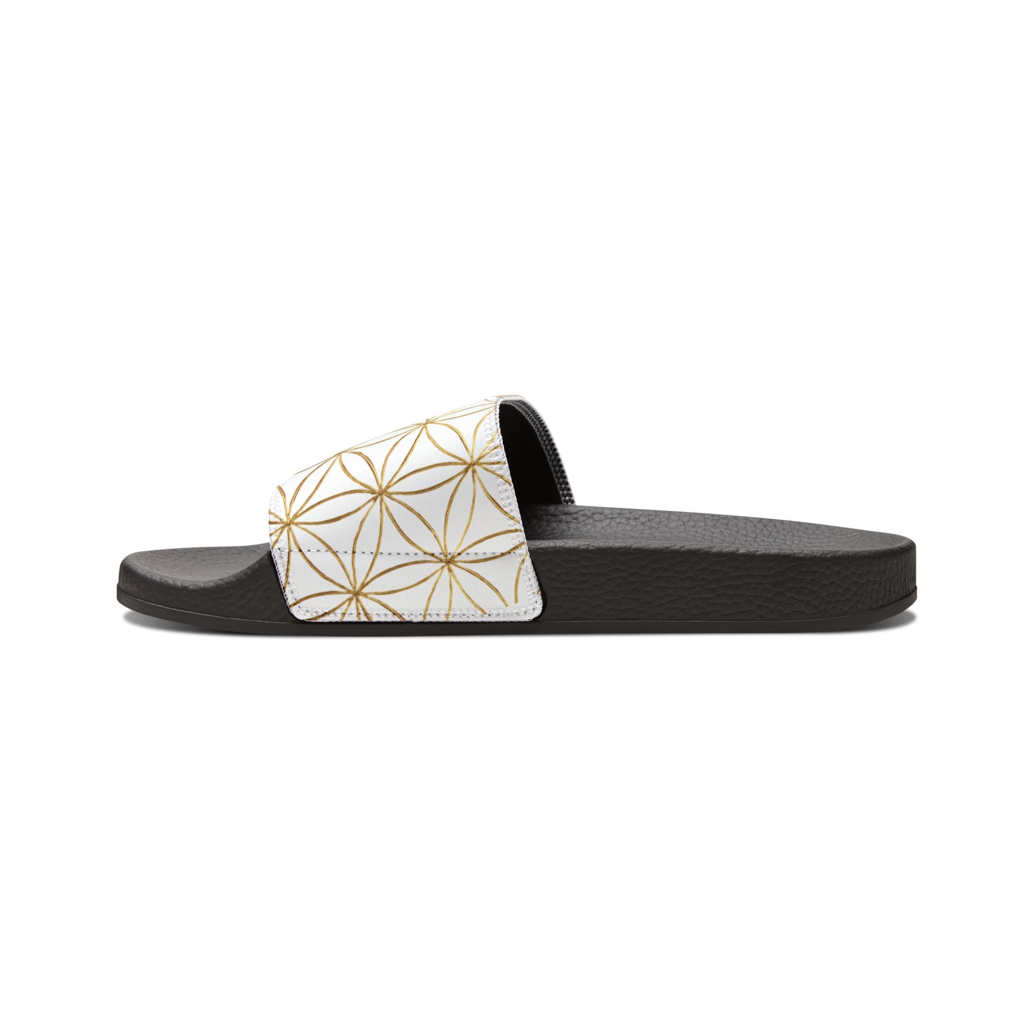 Bozz Queen White Flower of Life Women's Sandals - Removable Strap Beach Slides