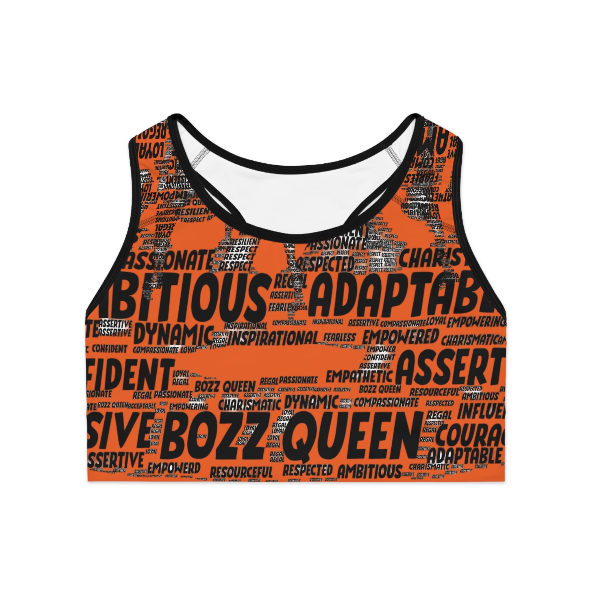 Empowering Sports Bra - Bozz Queen Origin Collection | Orange & Black