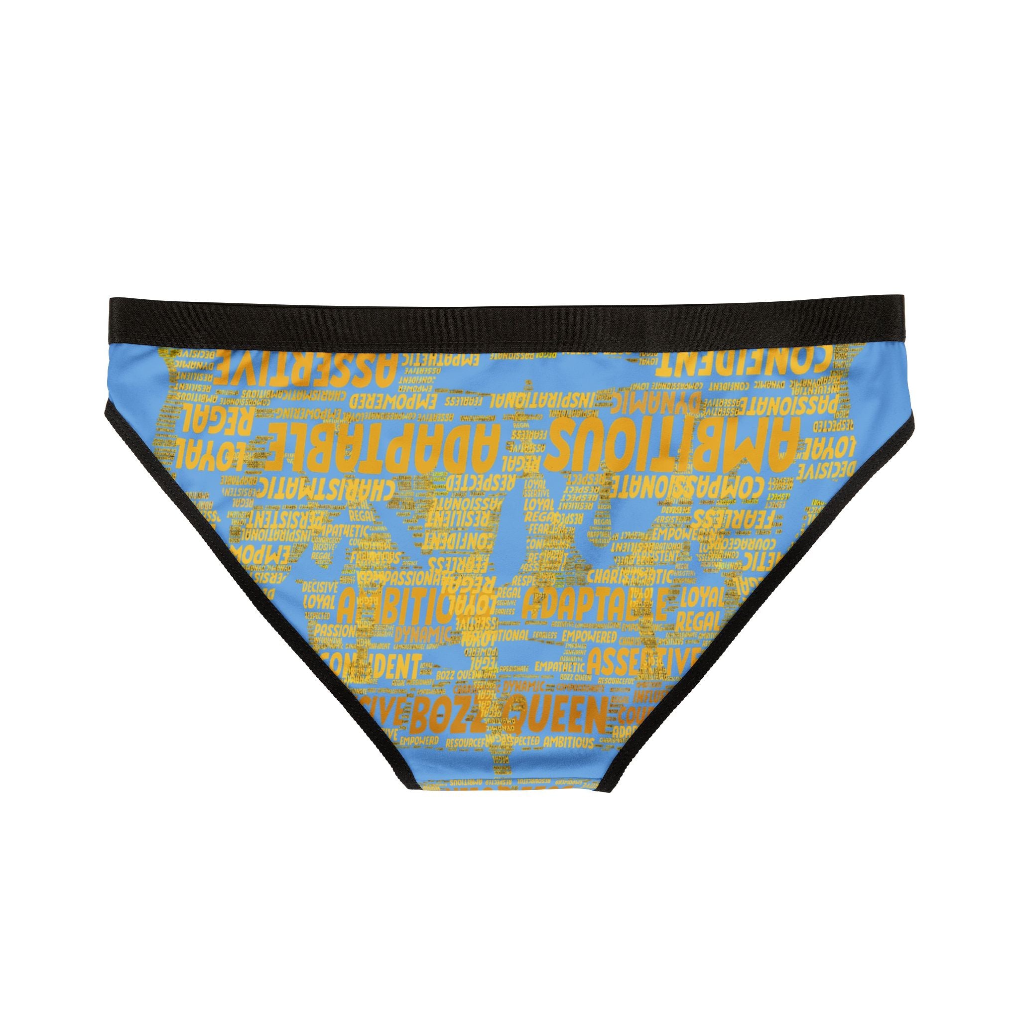 Women's Light Blue Yellow Motivational Underwear - Bold Statement Lingerie
