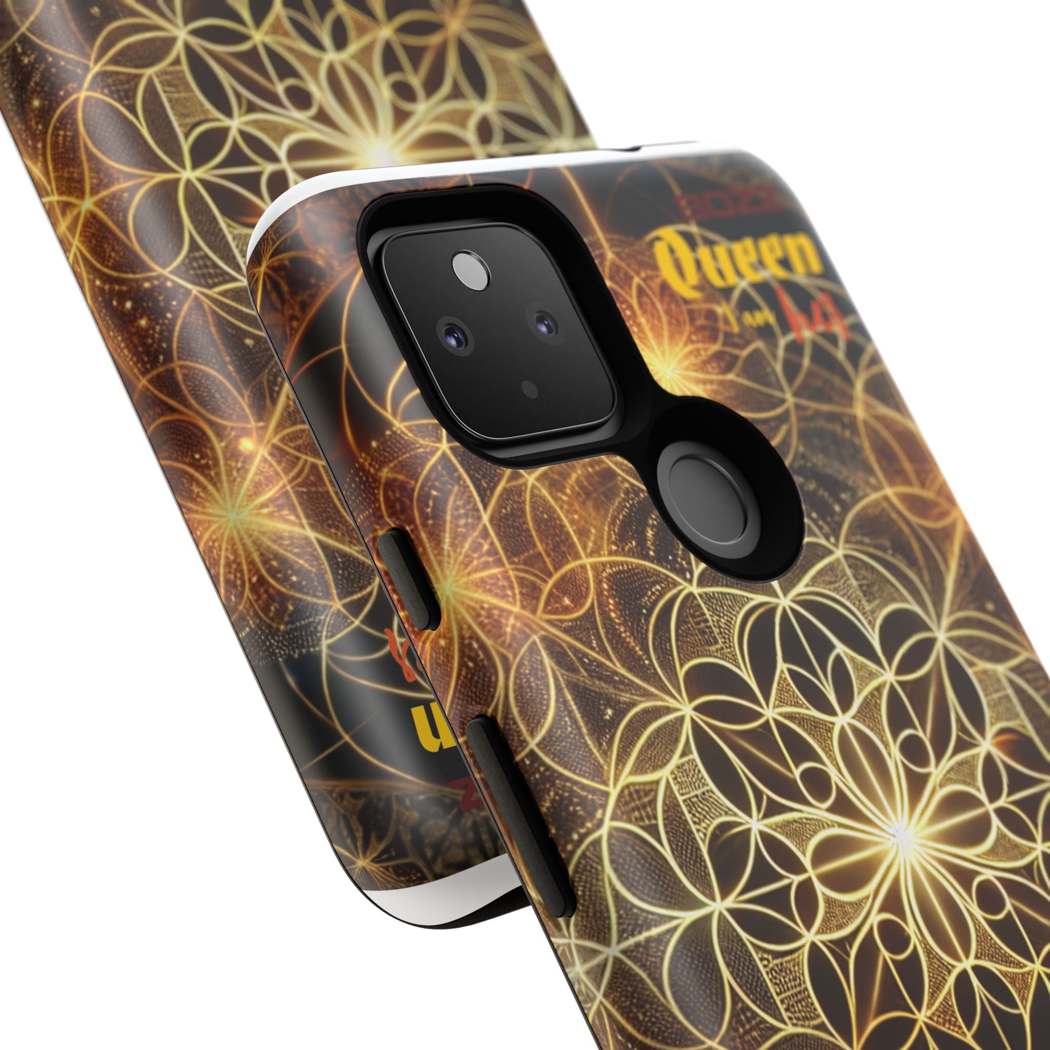 Golden Flower Mandala Phone Case, Tough Cases, Bohemian Phone Cover, Unique Gift for Him/Her, Spiritual and Artistic Design