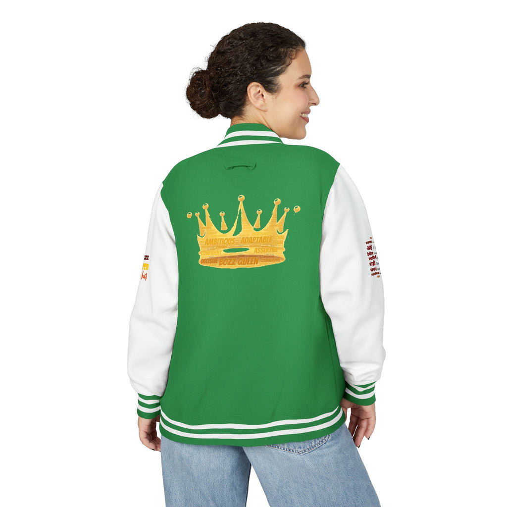 Bozz Queen Crown Design Letterman Jacket - Unisex Heavyweight Varsity Jacket