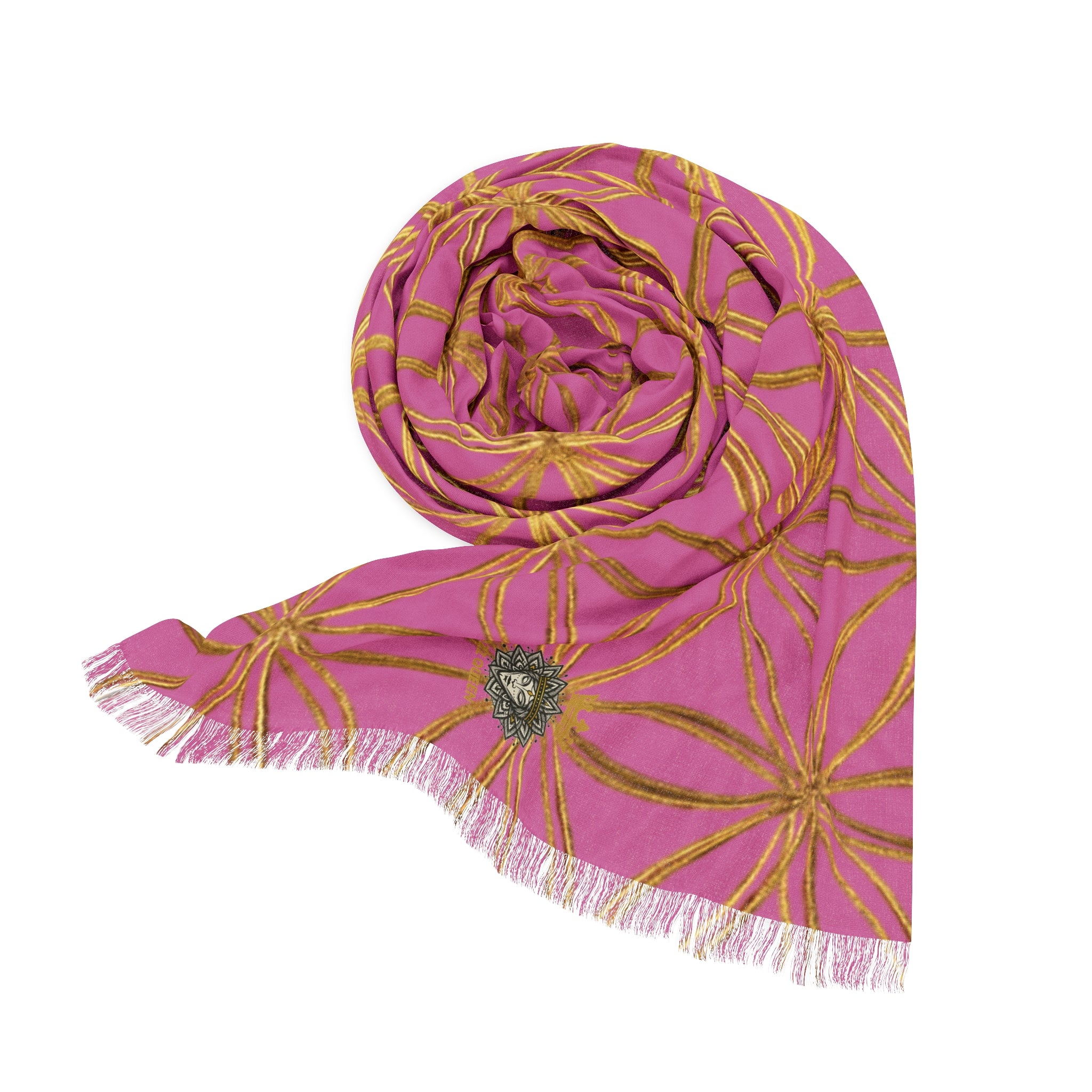 Light Pink & Gold Flower of Life Scarf - Geometric Pattern | Bozz Queen