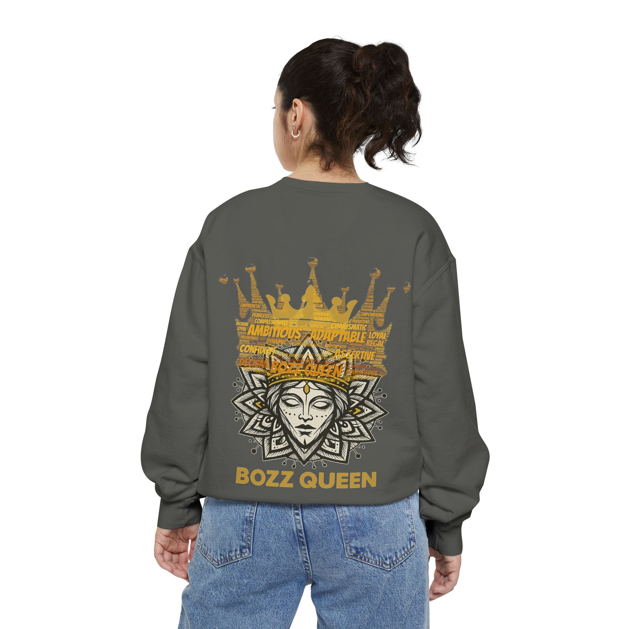 Bozz Queen Women Garment-Dyed Sweatshirt - Flower of Life Design