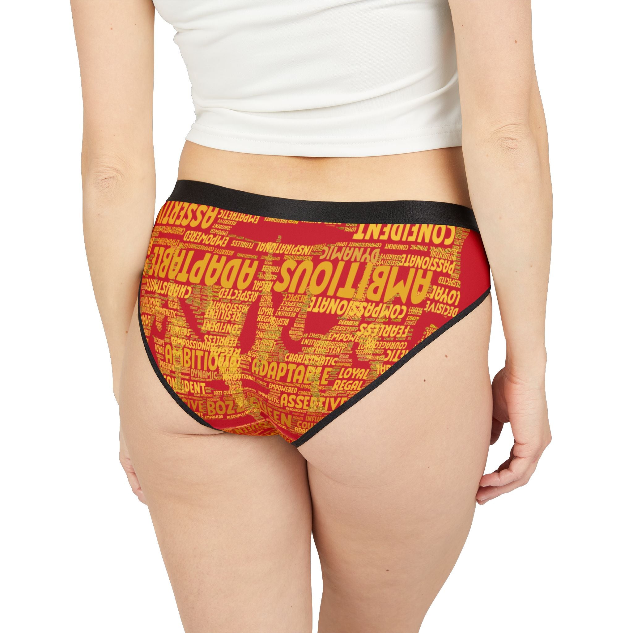 Women's Dark Red Yellow Motivational Underwear - Bold Statement Lingerie