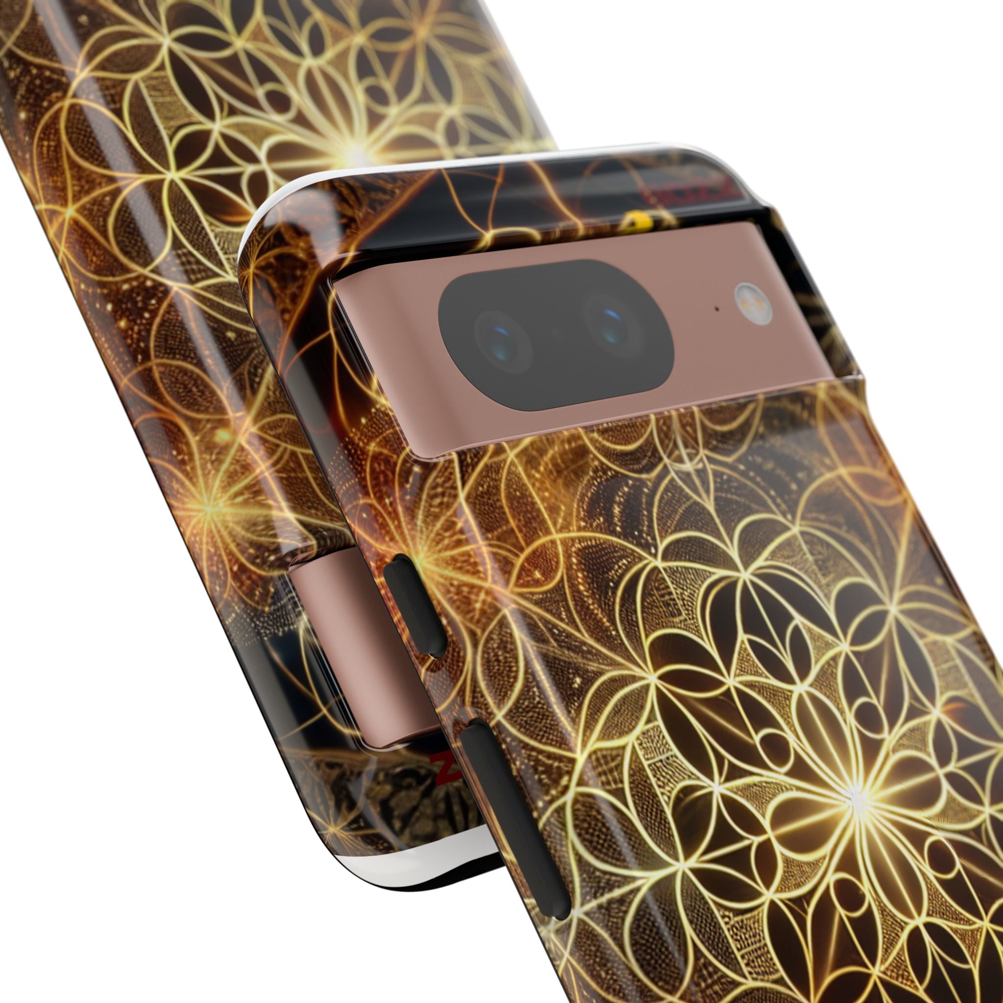 Golden Flower Mandala Phone Case, Tough Cases, Bohemian Phone Cover, Unique Gift for Him/Her, Spiritual and Artistic Design