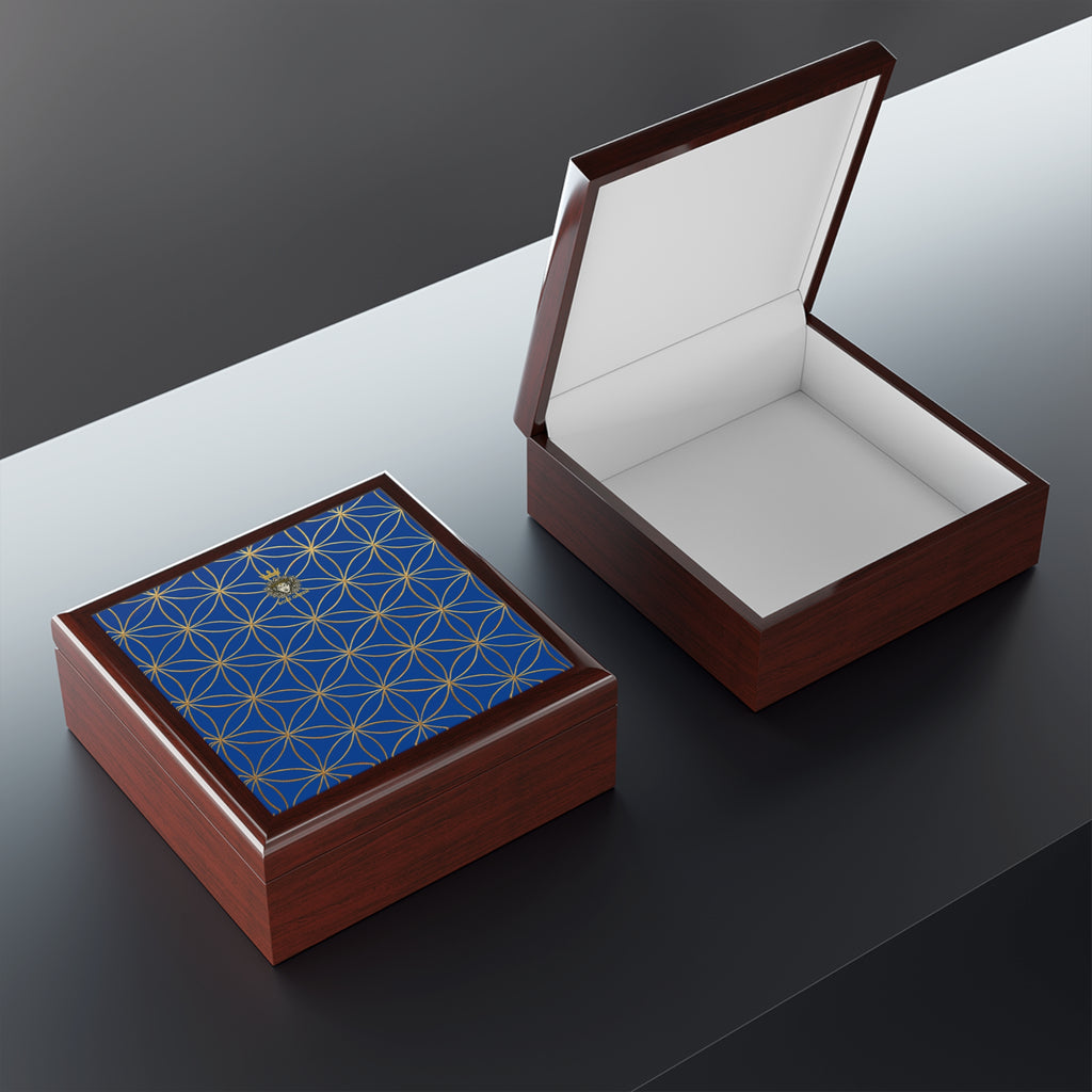 Flower of Life Jewelry Box - Blue Purple Elegant Keepsake Organizer